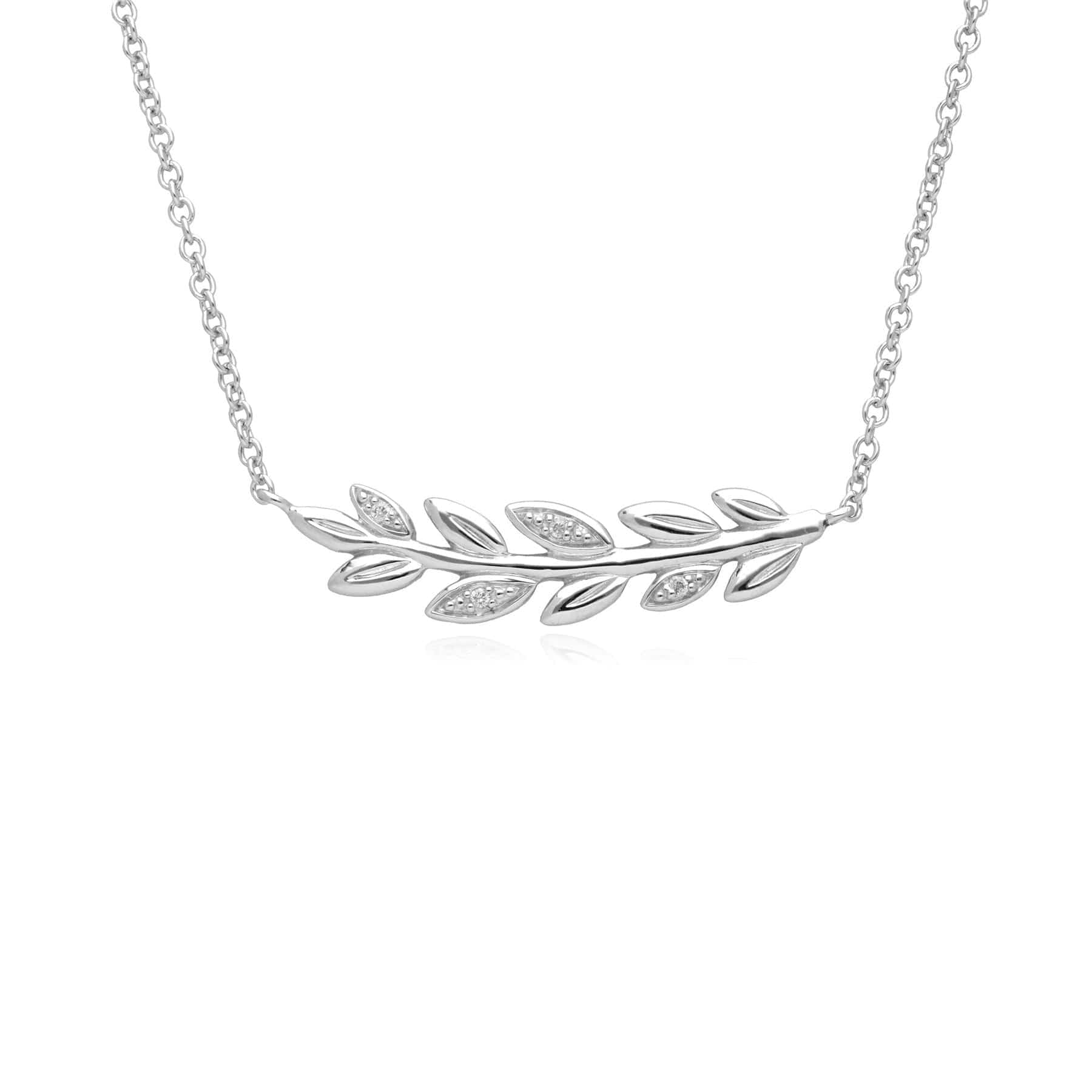 Women’s O Leaf Diamond Necklace In White Gold Gemondo