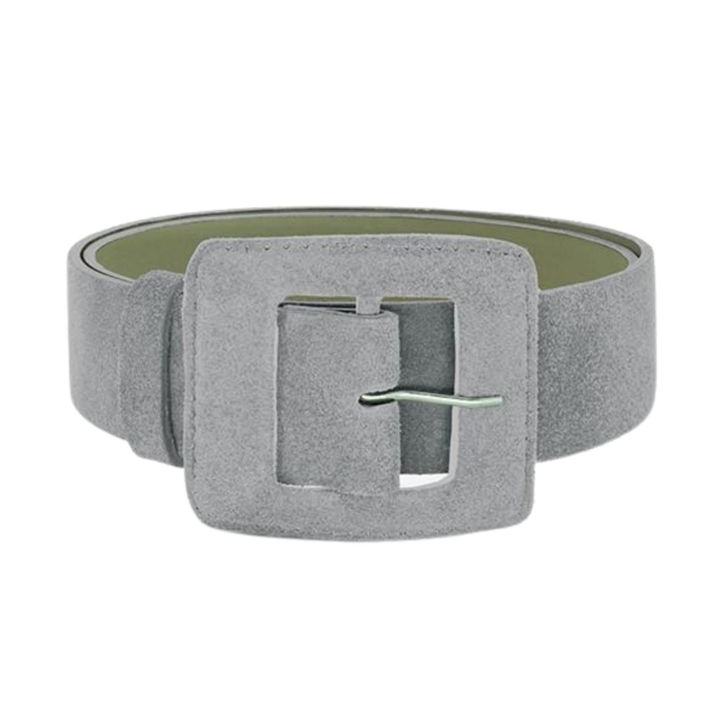 Women’s Suede Square Buckle Belt - Grey Small Beltbe