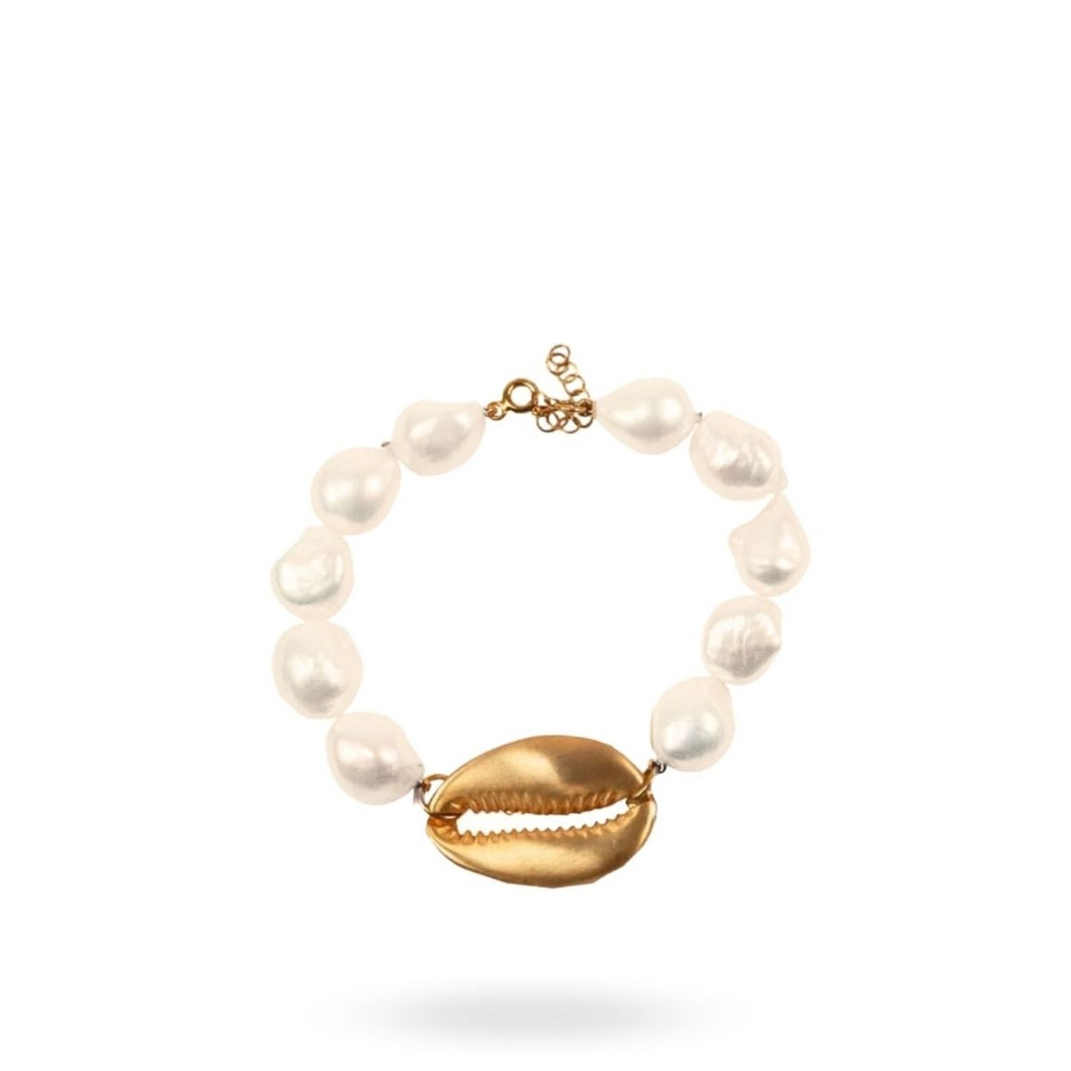 Women’s Gold Sea Shell Baroque Pearl Bracelet Linya Jewellery