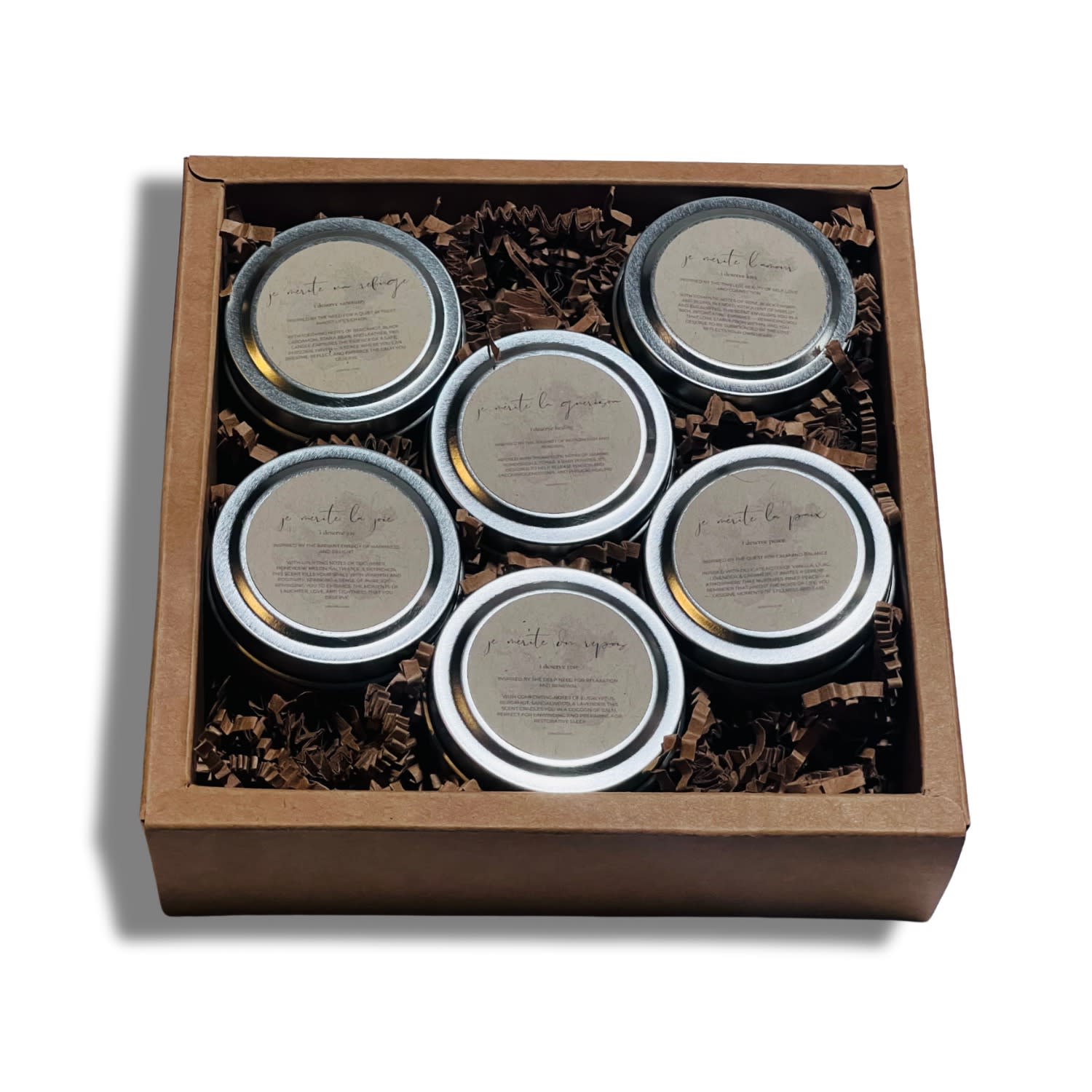 Je Mérite (i Deserve) White I Deserve Affirmation - Love, Peace, Rest, Healing, Joy, And Sanctuary Candle Gift Set In White