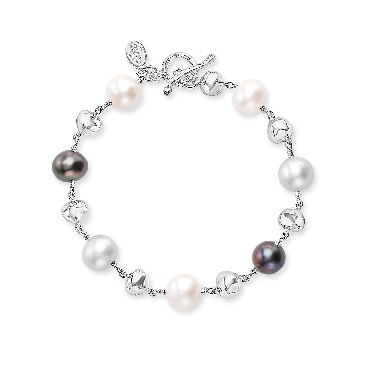 Dower & Hall Women's Nugget & Mixed Freshwater Pearl Bracelet In Sterling Silver In Metallic