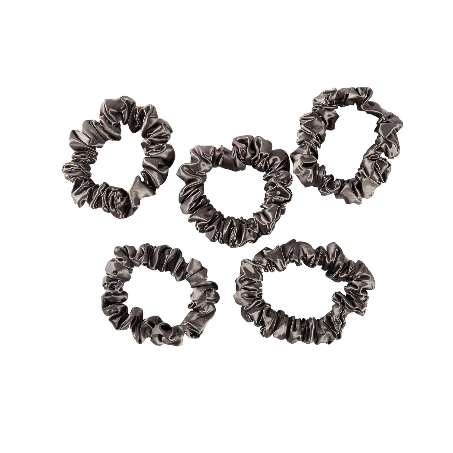 Women's Pure Mulberry Silk Mini Scrunchie Set Of Five In Grey | One Size | Soft Strokes Silk