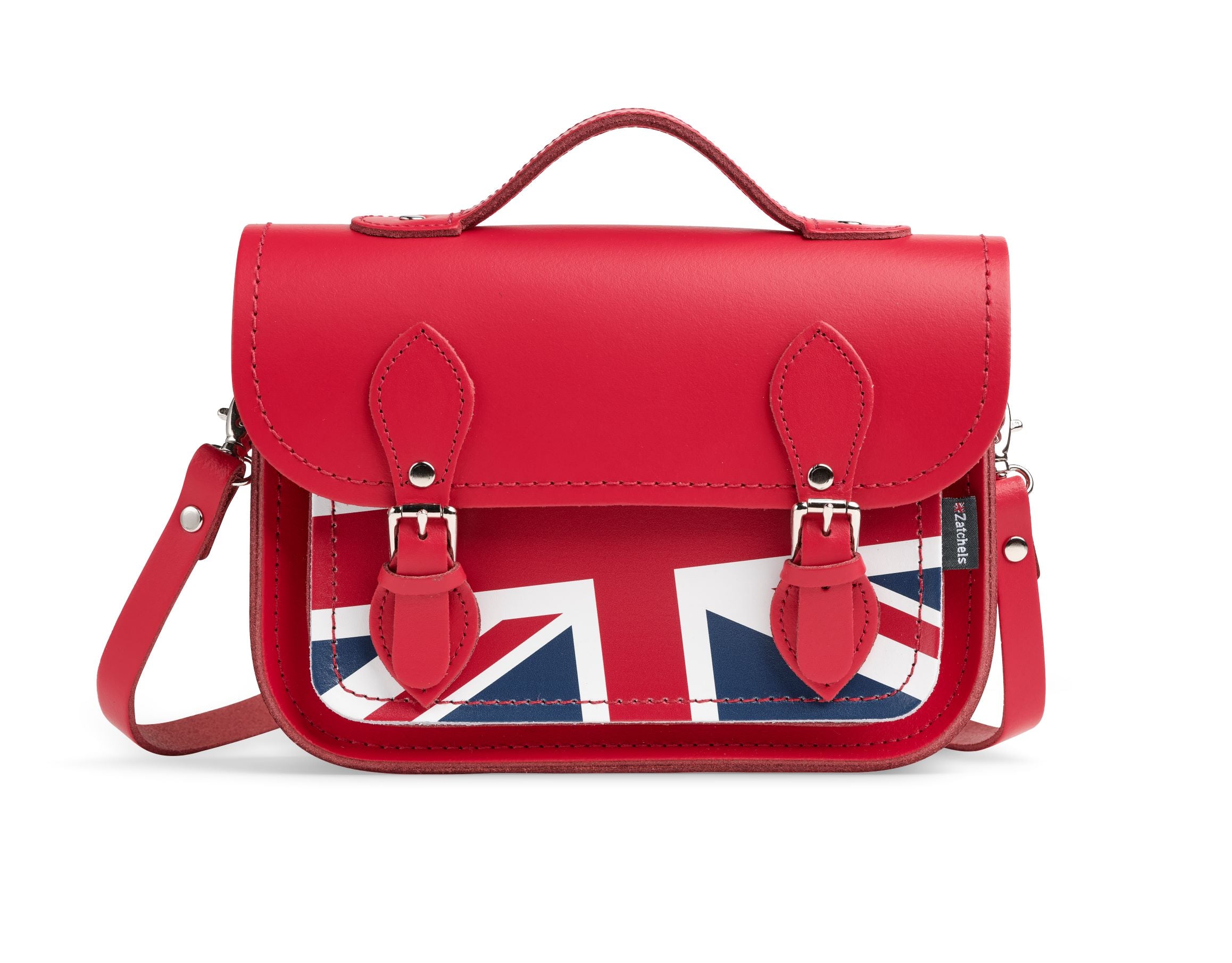 Zatchels Women's Union Jack Midi Satchel - Pillar Box Red In Red