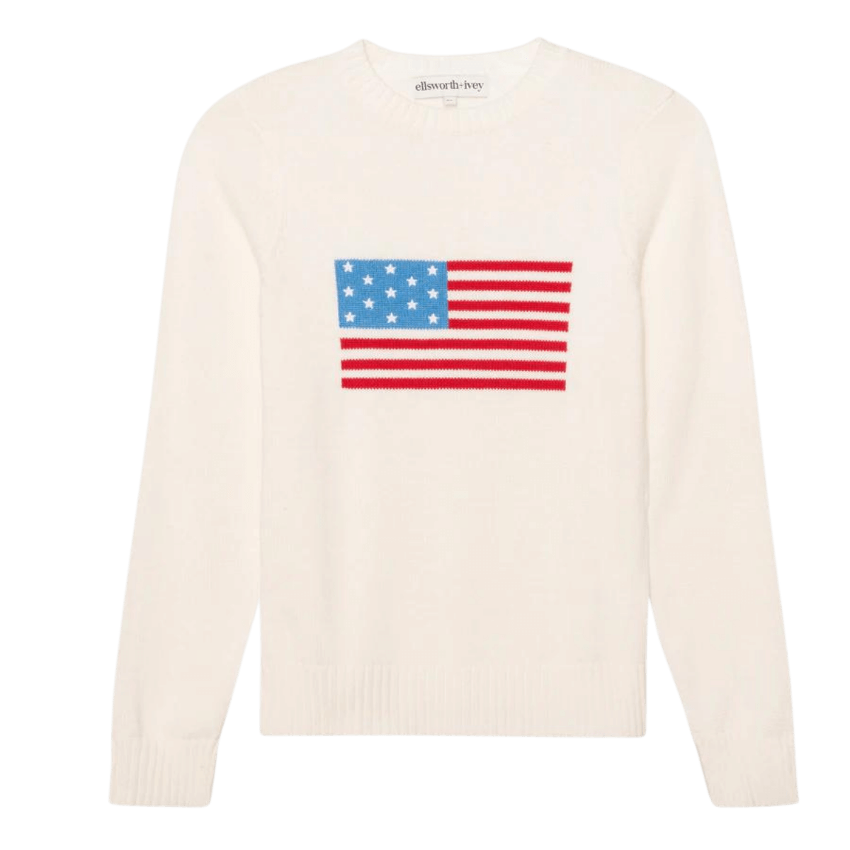 Ellsworth + Ivey American Flag Sweater In Ivory In White