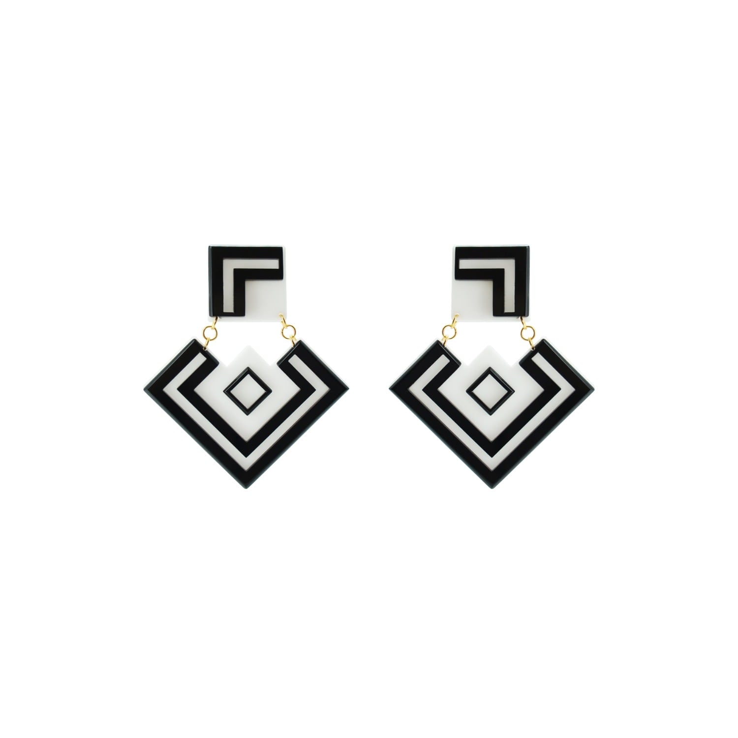 Women’s Black / White Handmade Acrylic Earring Tetris White Black | Gissa Bicalho