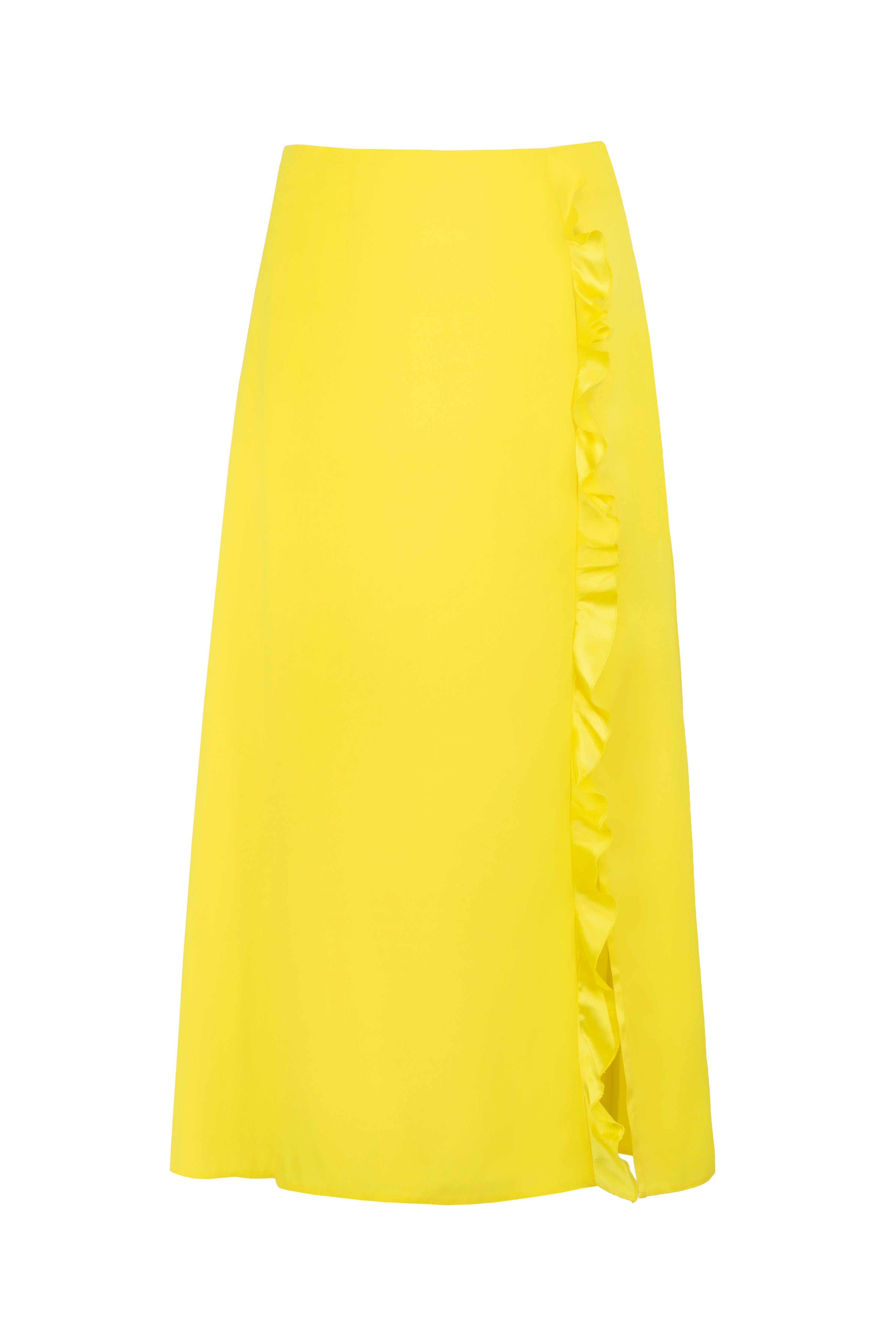Shop Jaaf Women's Yellow / Orange Ruffled Silk Midi Skirt In Lemon Yellow In Yellow/orange