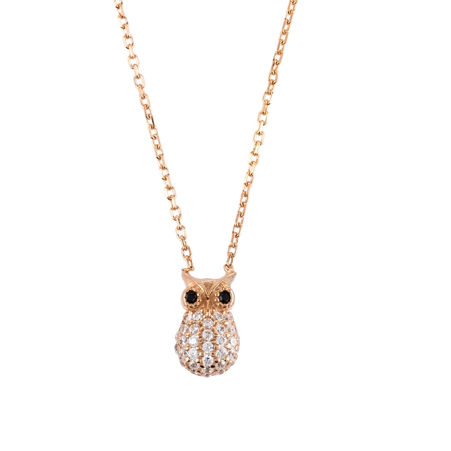 Women’s Rose Gold / White / Black Wise Owl Small Pendant Necklace Rose Gold Latelita