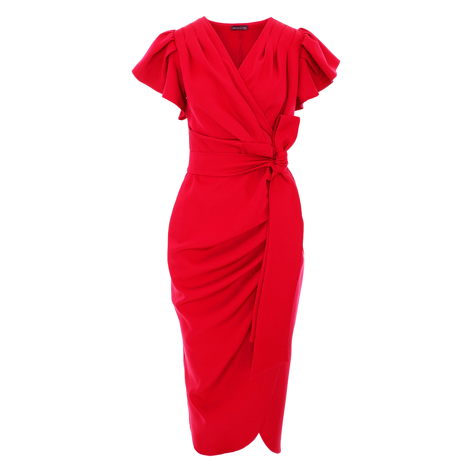 Concept A Trois Women's Red Wrap Cocktail Dress With Ruffles