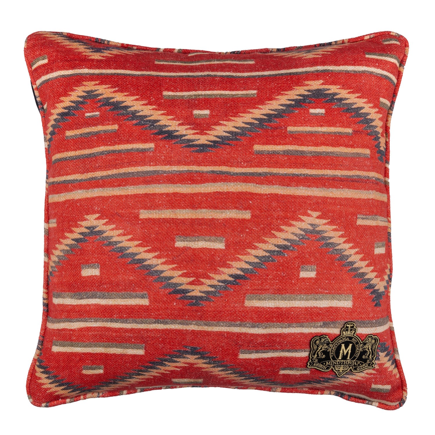 Black / Yellow / Orange Eyedazzler Linen Square Cushion By Mindthegap