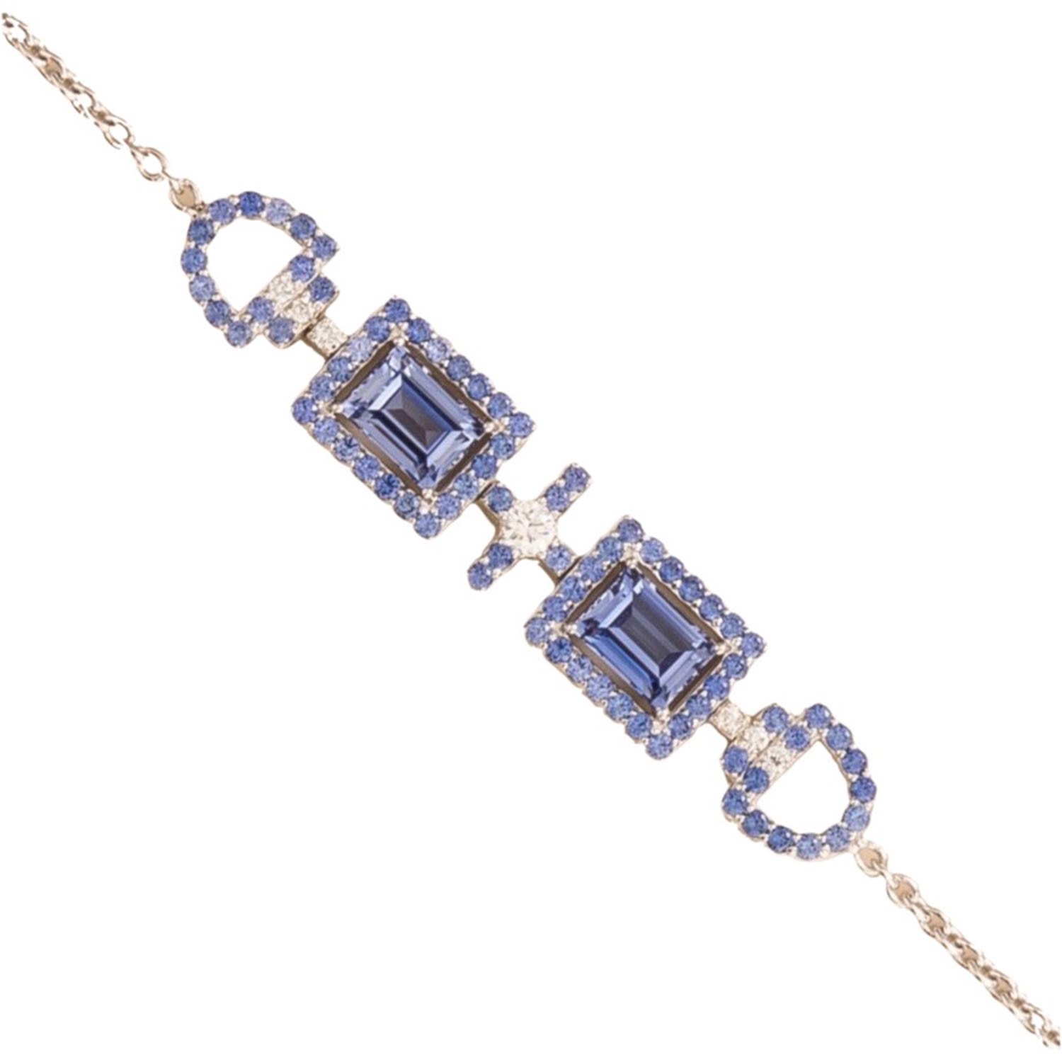 Juvetti Women's White / Silver / Blue Ciceris Bracelet In Ceylon Blue Sapphire & Diamond In Multi