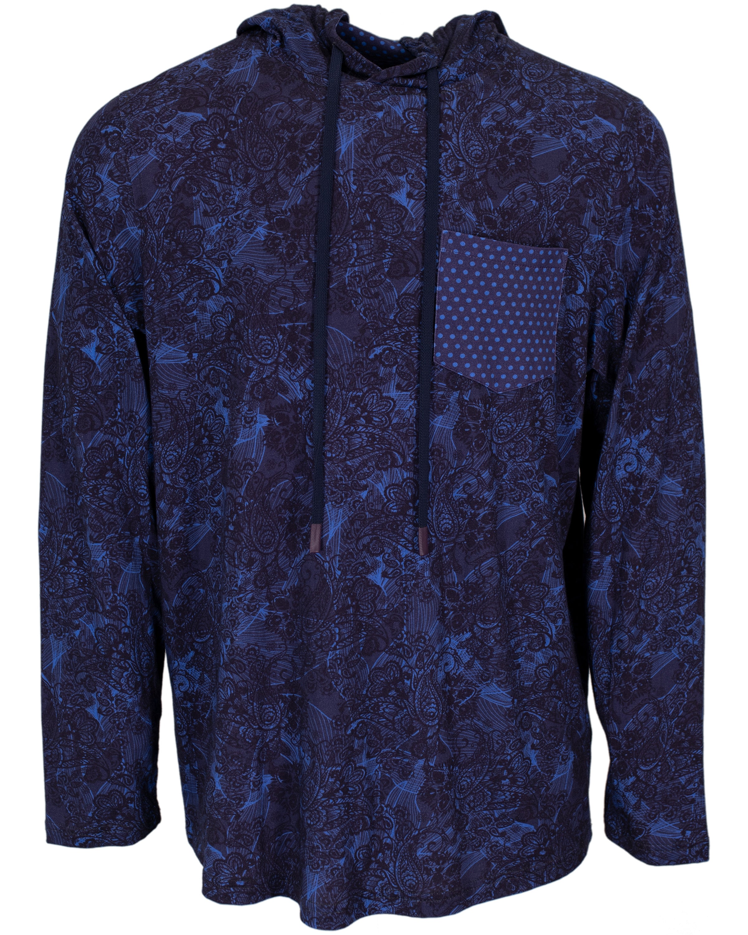 Blue / Pink / Purple Horace Paisley Swirl Hoodie In Navy Large Lords of Harlech