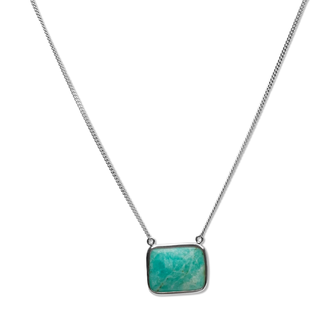 Women’s Blue La Stèle Amazonite Square Necklace Fv Jewellery