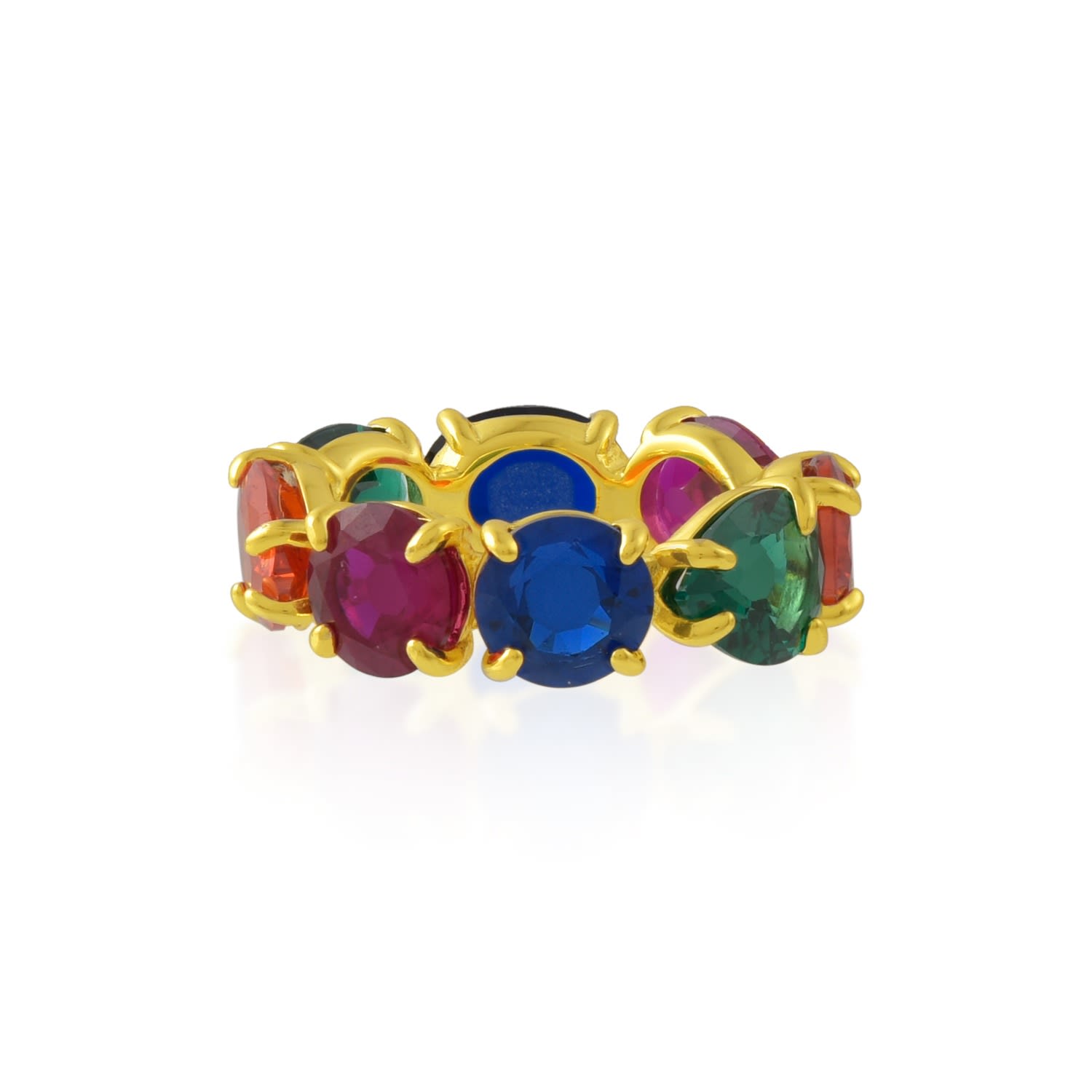 Women’s Gold Multi Colour Gemstone Ring Water Resistance Premium Plating Arvino