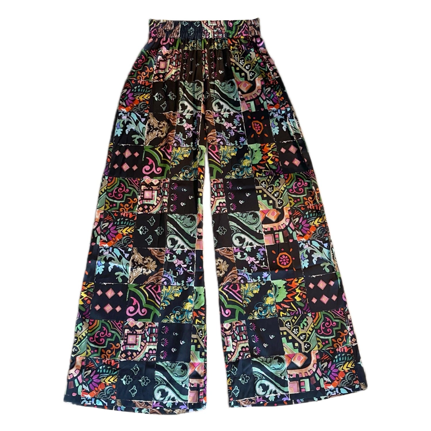 Introvertie Vienna Women's Johnny Silk Stretch Palazzo Pants - Azulejo Black In Black