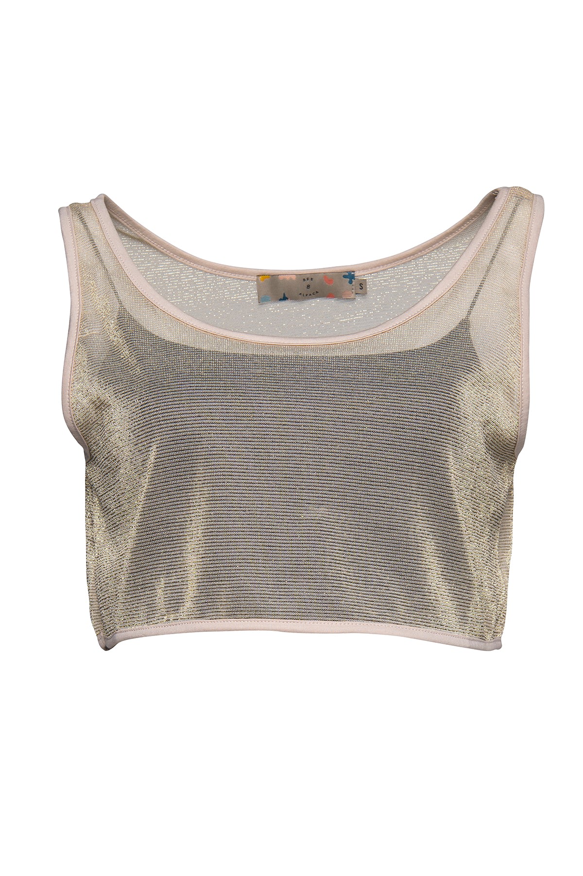 Women’s Sparkly Light Crop Top - Gold Small Bee & Alpaca