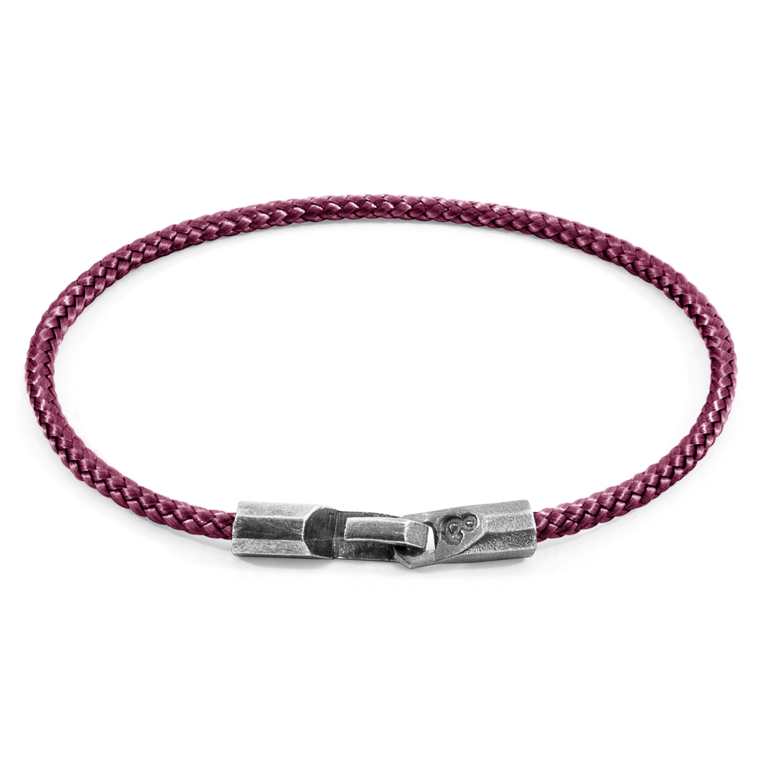 Anchor & Crew Men's Pink Aubergine Purple Talbot Silver & Rope Bracelet In Pink