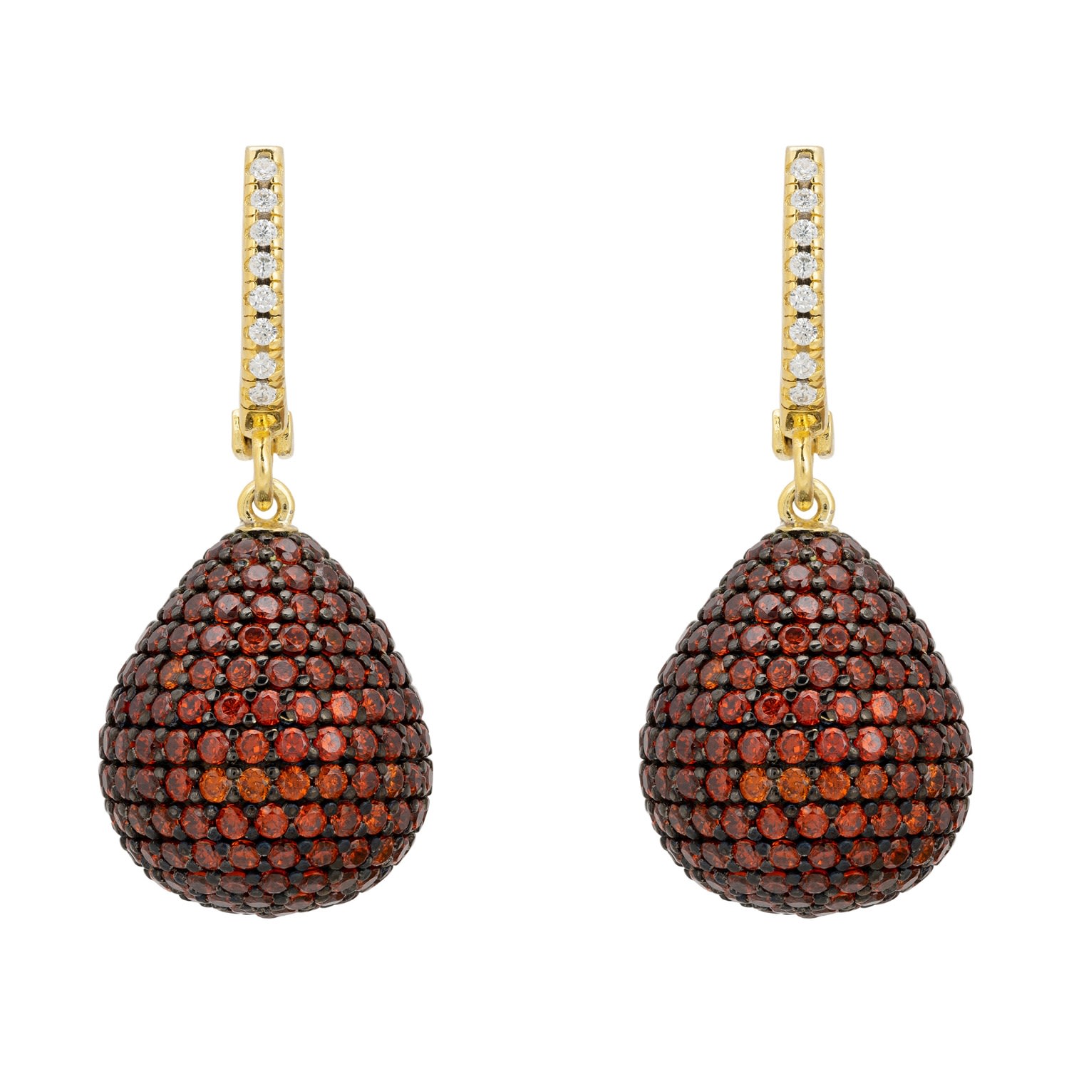 Women’s Gold / White / Yellow Valerie Pear Drop Gemstone Earrings Gold Burnt Orange Cz Latelita