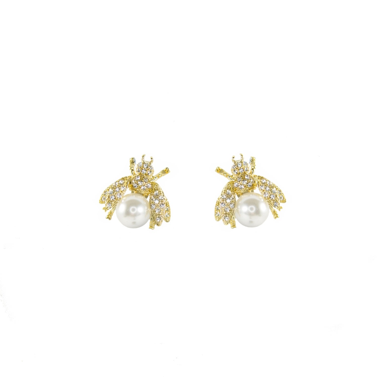 Stephanie Browne Australia Women's Gold / White Bumblebee Earrings - Gold In Multi
