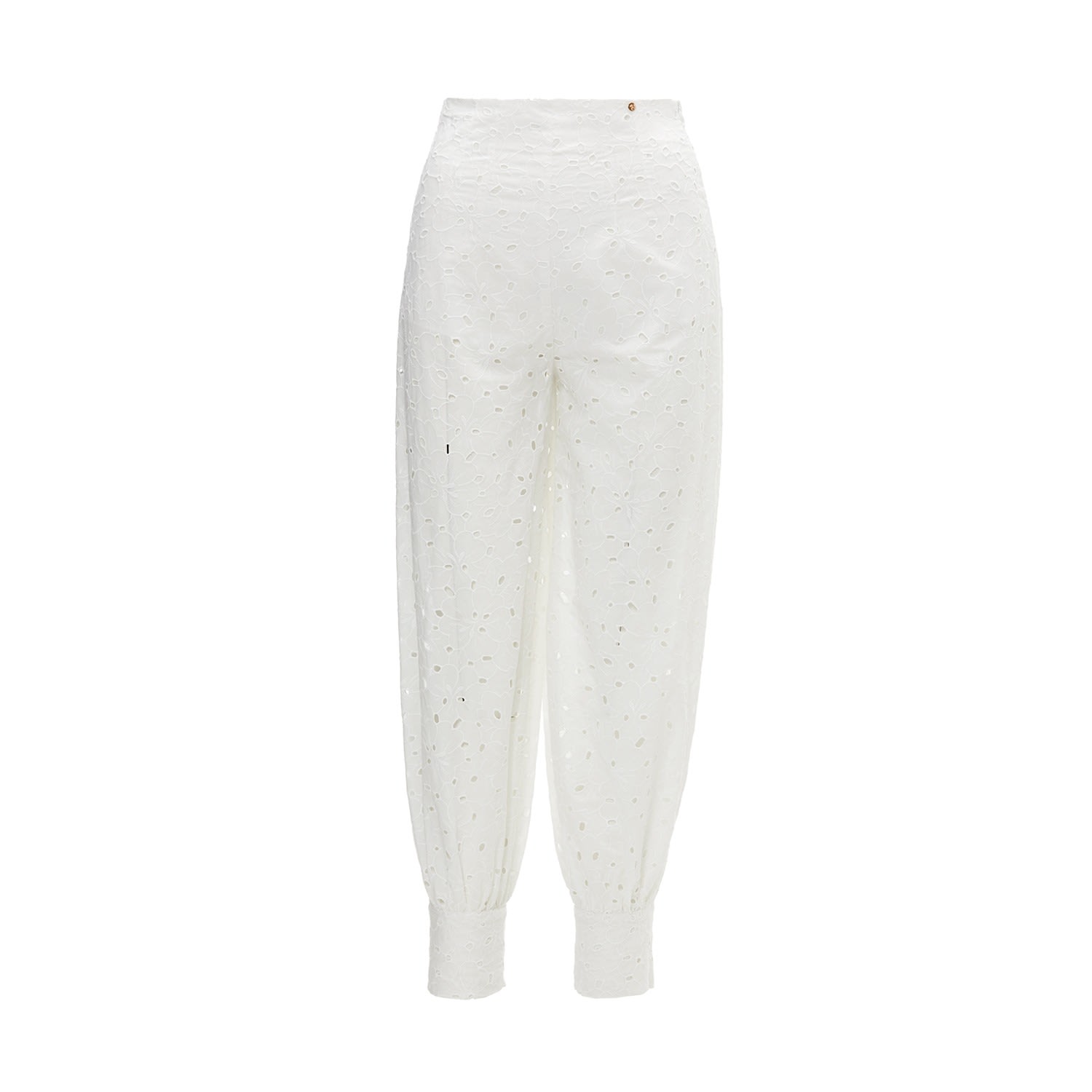 Nissa Women's Embroidered Cotton Pants White