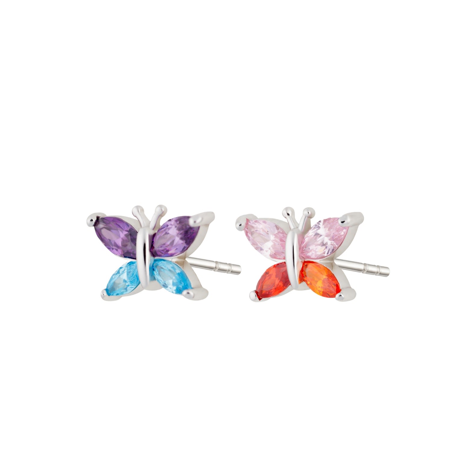 Women’s Silver Colour Pop Butterfly Stud Earrings Scream Pretty