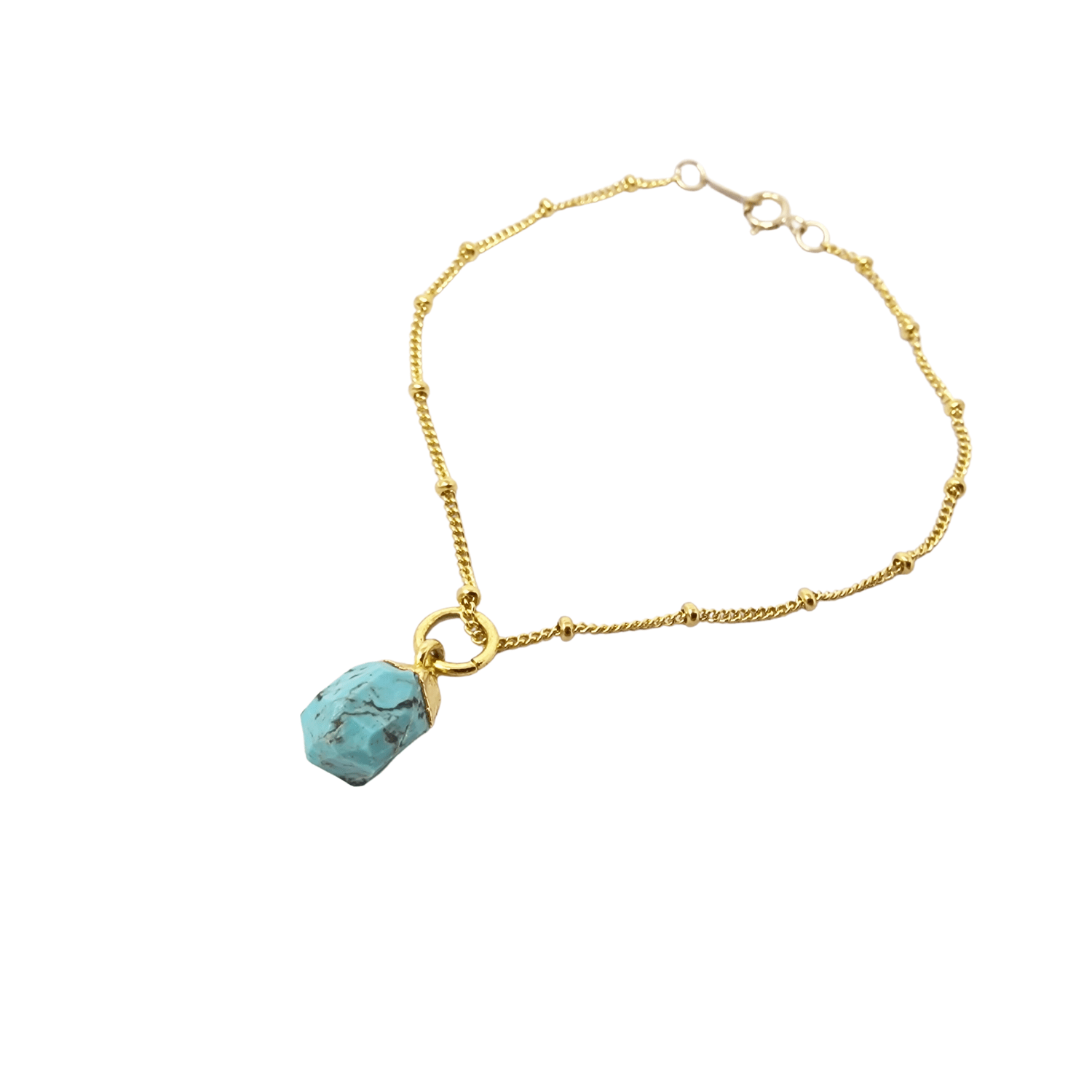 Women’s Blue / Gold Raw Turquoise December Birthstone Satellite Bracelet Harfi