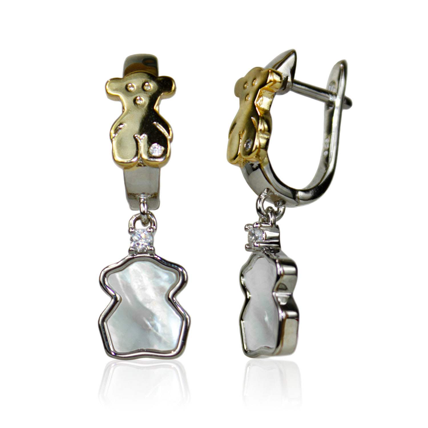 Mayfair Pearls Women's White / Silver / Gold Teddy's Sparkle Mother-of-pearl Earrings