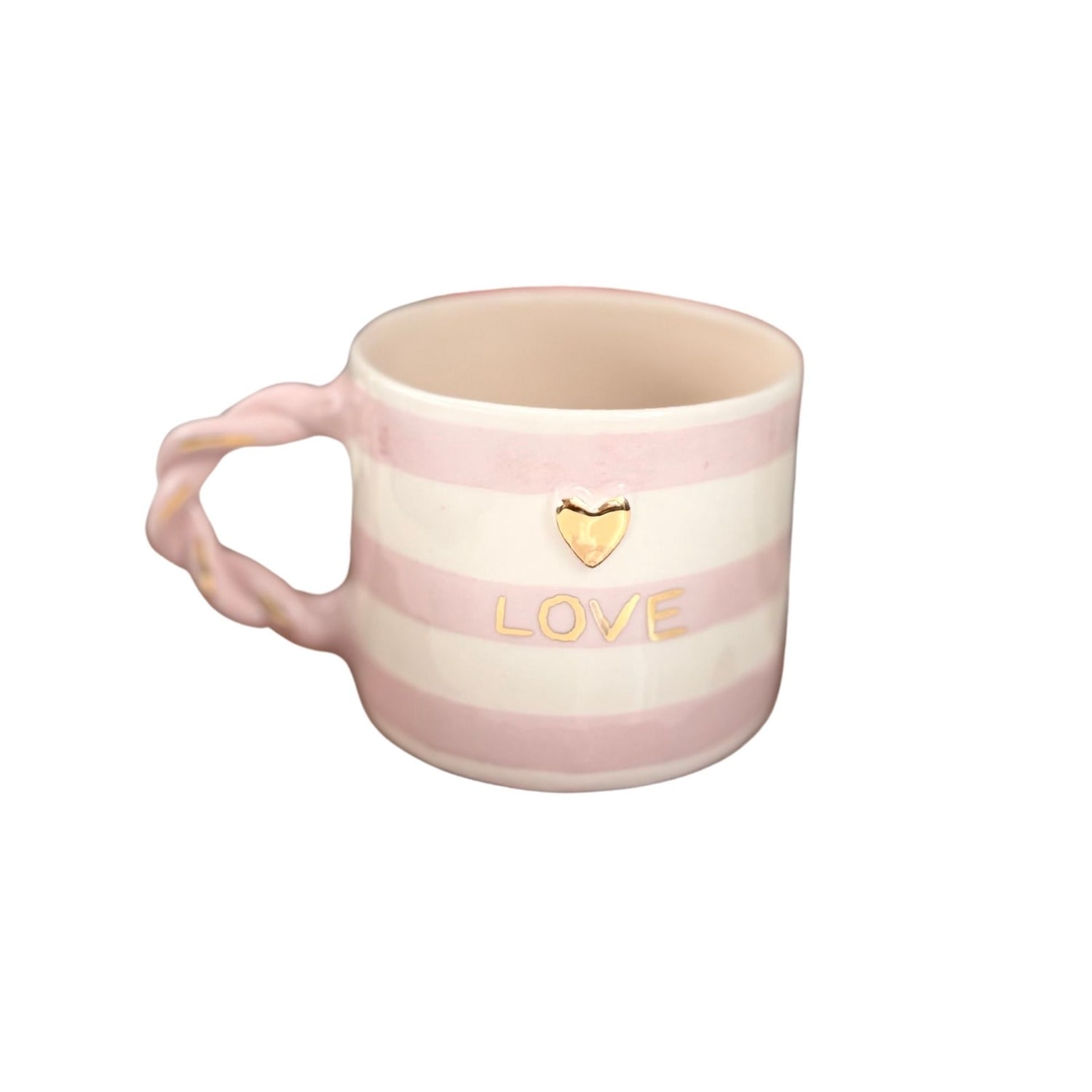 Anatoliacraft White / Pink Handmade Pink Love Ceramic Mug