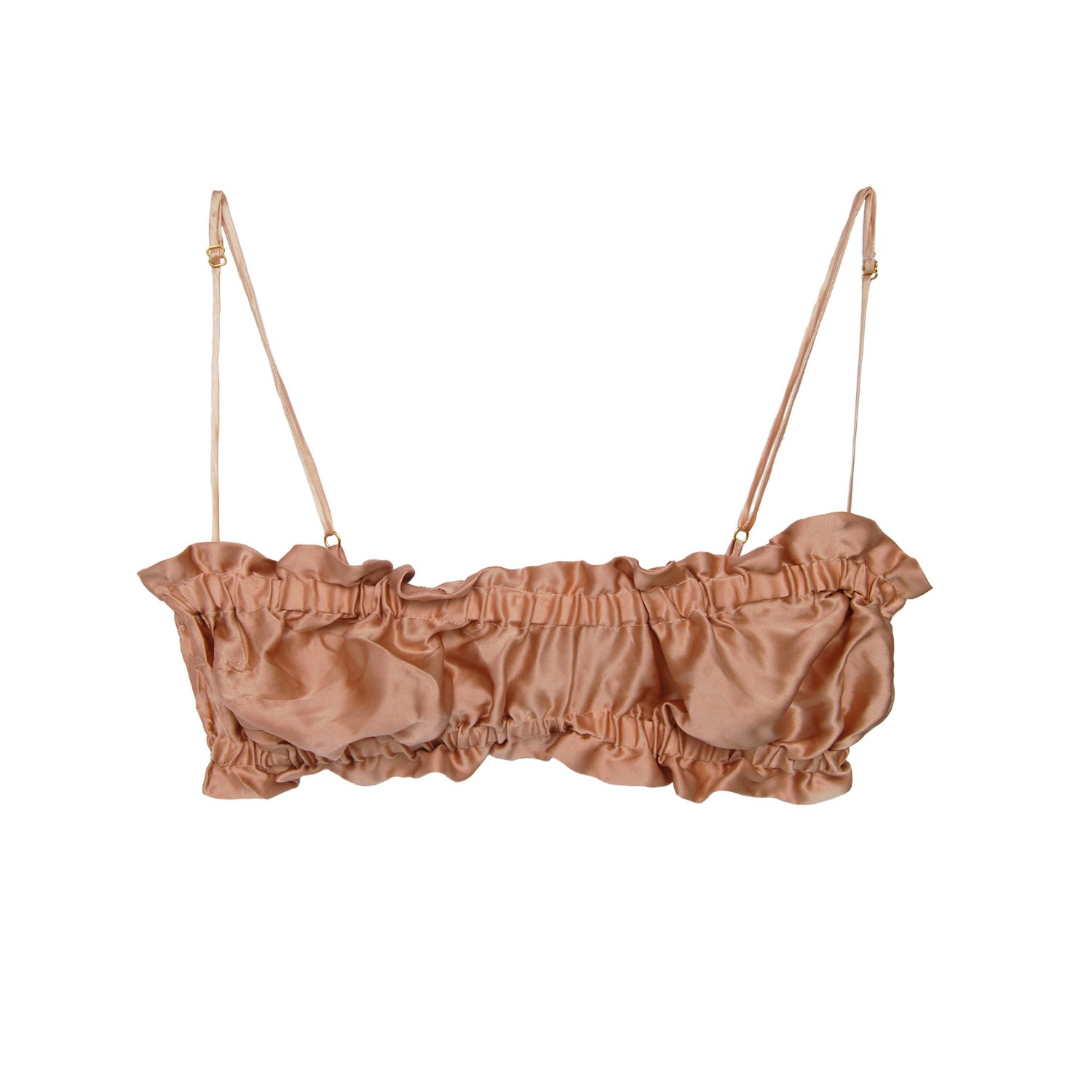 Crease Women's Yellow / Orange Peach Scalloped Bandeau Bra In Brown