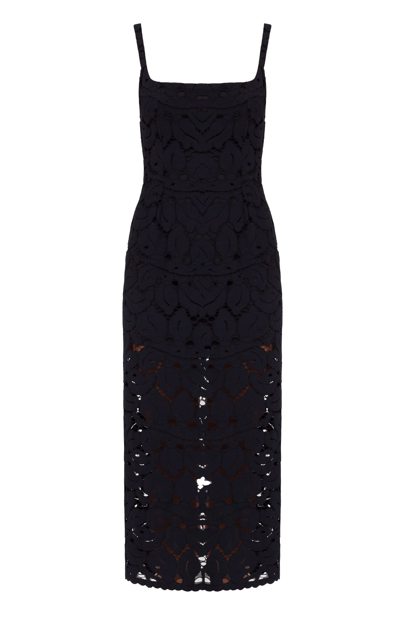 Undress Women's Otilia Black Lace The Square Scoop Neckline Midi Dress