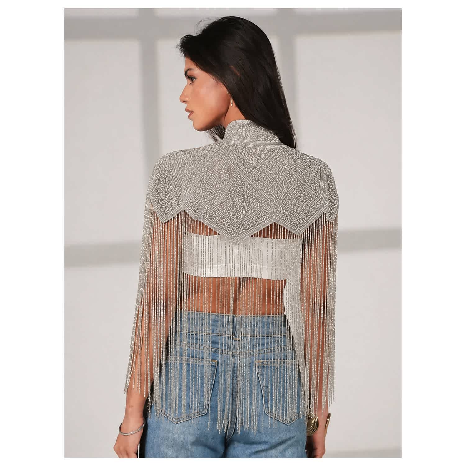 Bonni Hand Beaded Statement Fringe Cape | Rose & Nancy | Wolf & Badger
