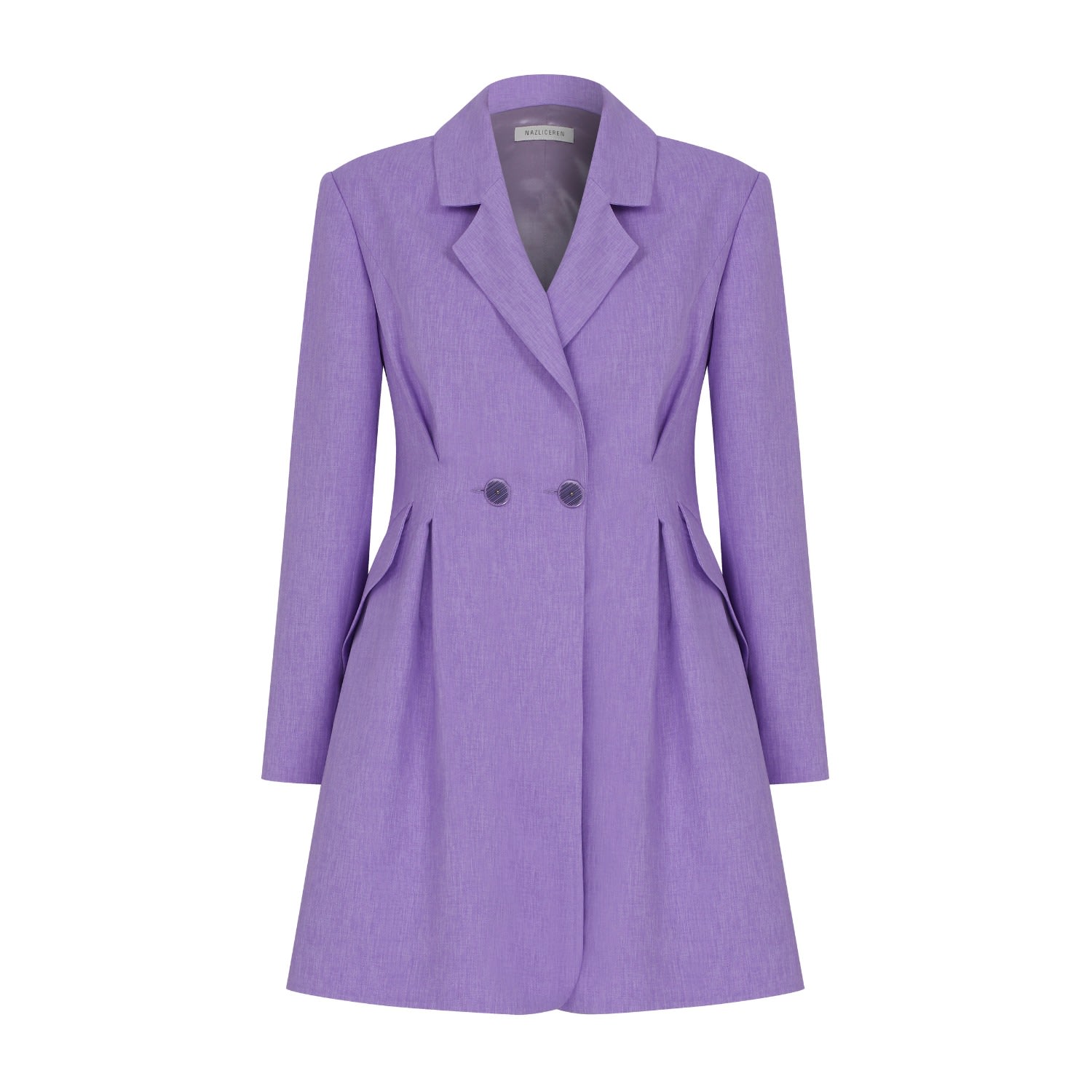 Nazli Ceren Valerie Shoulder-padded Blazer Dress In Mauve Mist In Pink/purple