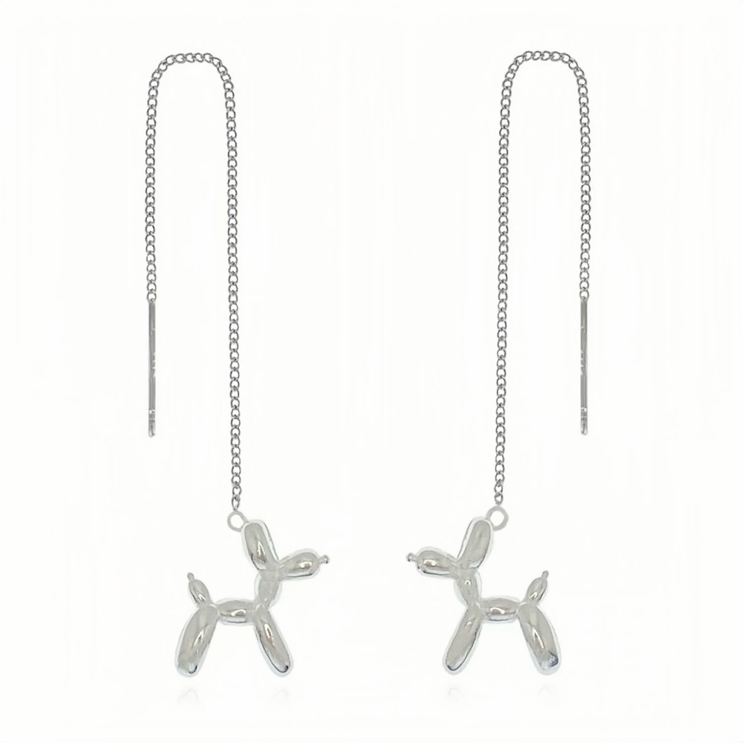 Ninemoo Women's Sterling Silver Poodle Threaders Earrings