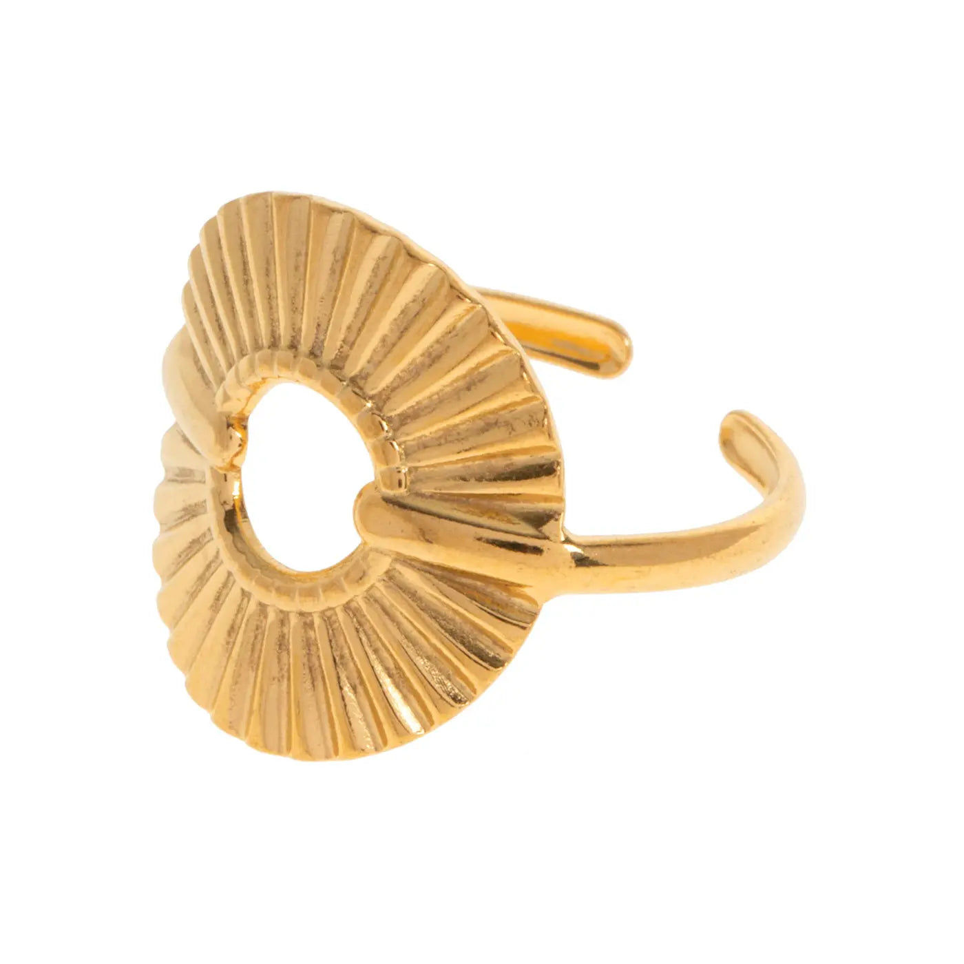 Timi Of Sweden Women's Gold Helene - Circle Ray Adjustable Ring Stainless Steel