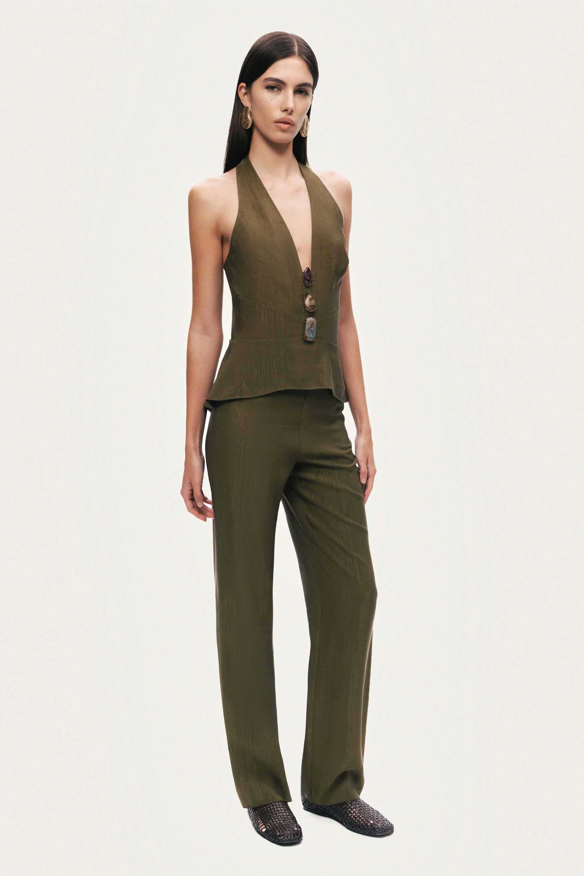 Halter Neck Peplum Top | NOCTURNE | Wolf & Badger