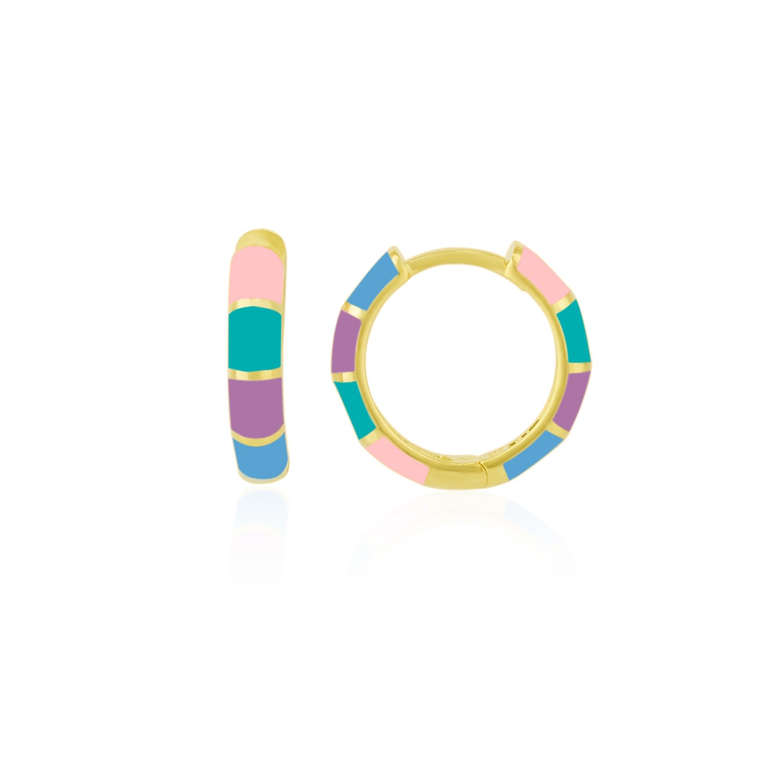 Spero London Women's Gold Enamel Rainbow Sterling Silver Hoop Earring In Gold