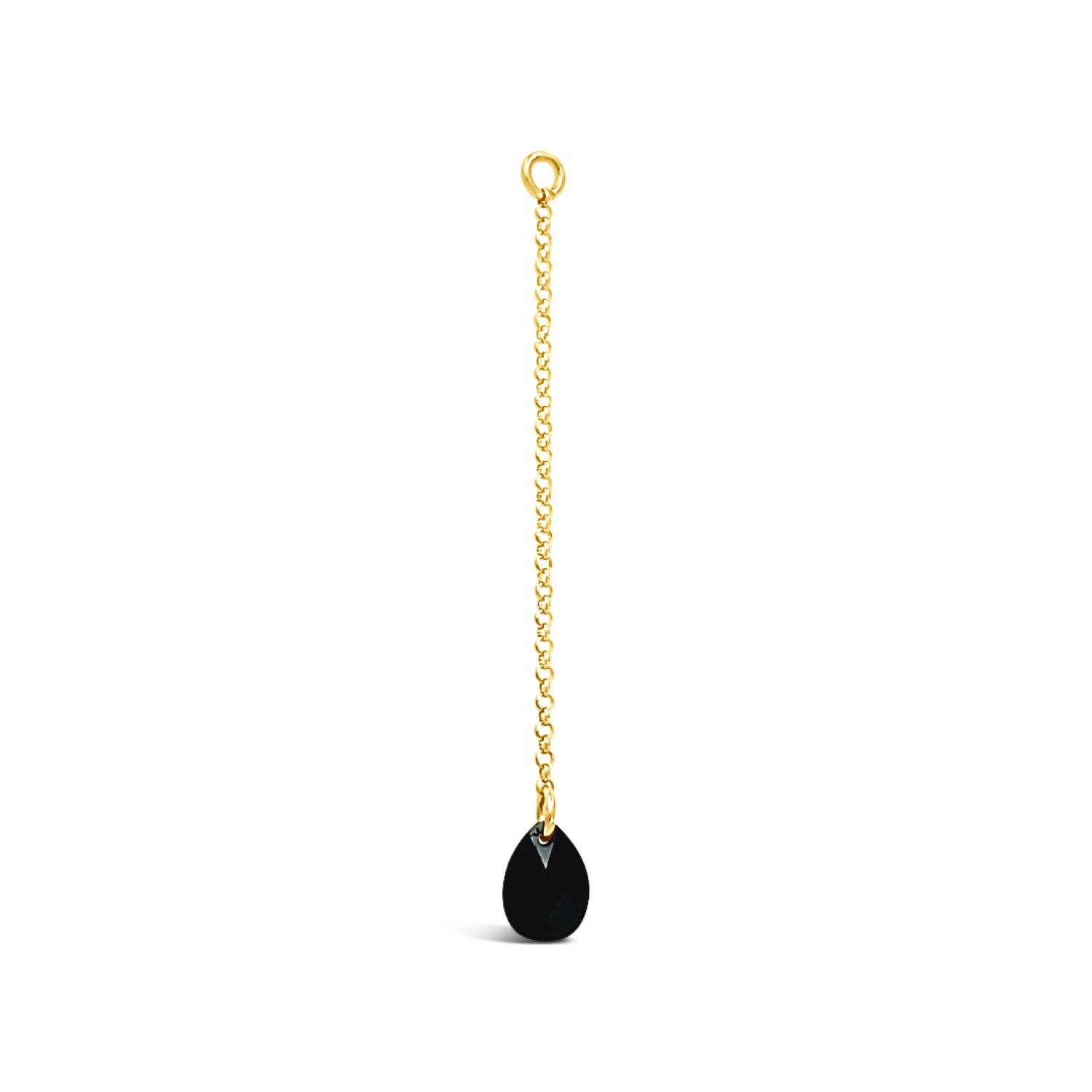 Women’s Single Black Briolette Cz Drop Earring - Gold Lutiro