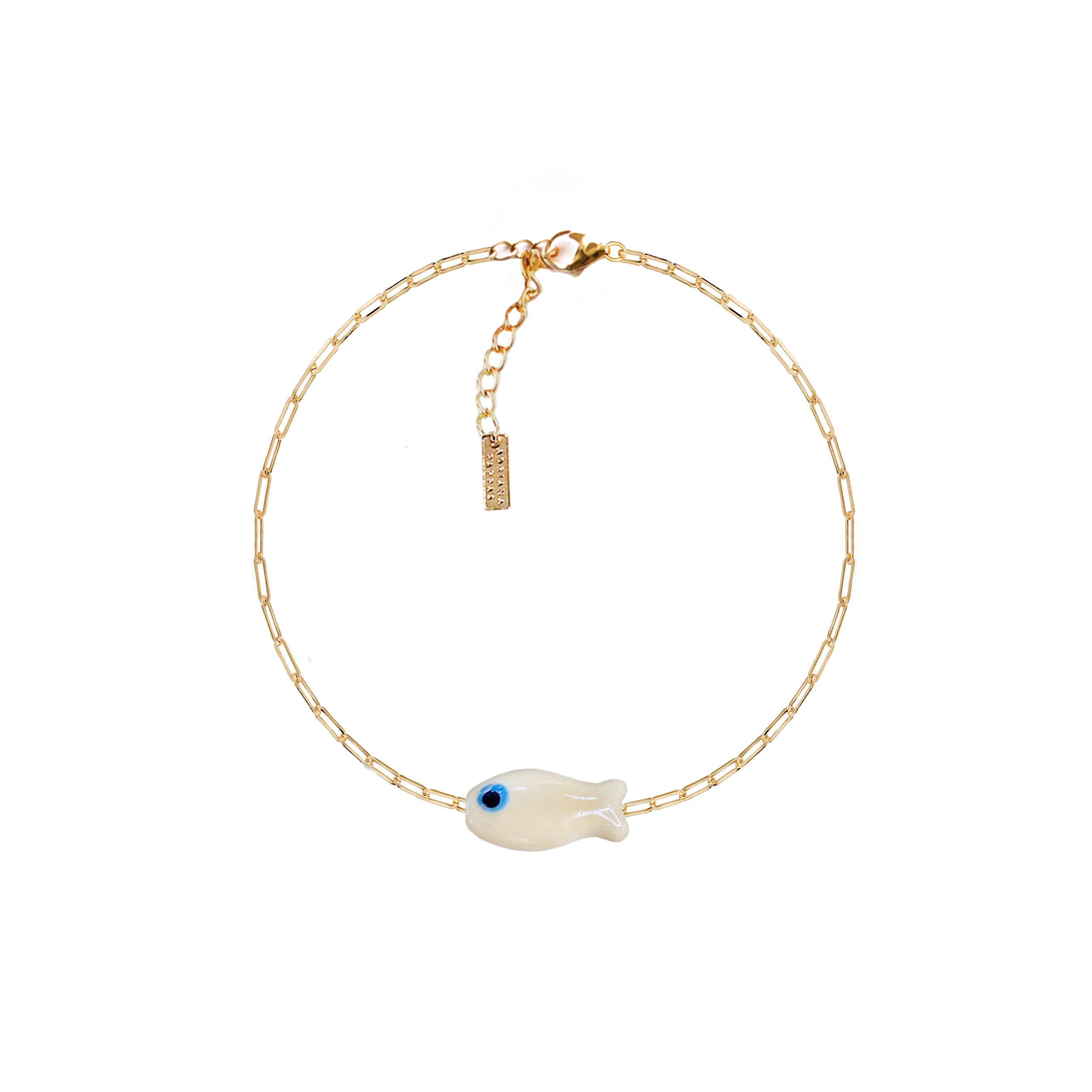 Women’s White Fishy Chain Anklet - Ivory Adriana Pappas Designs