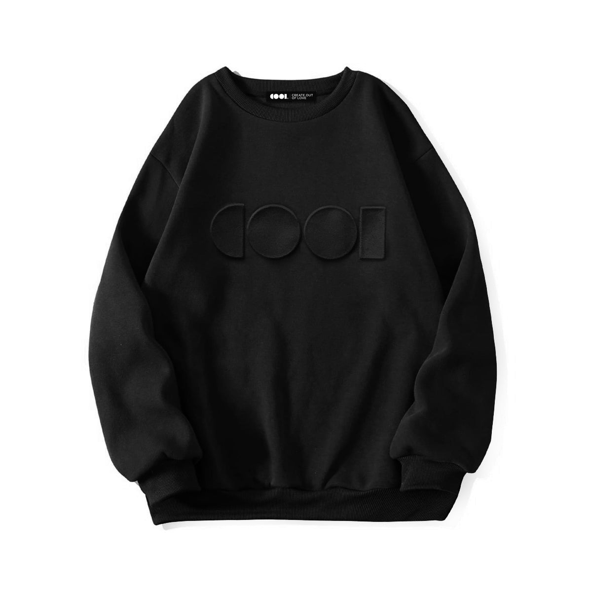 Black Embossed Crewneck Sweatshirt Small Cool Creative