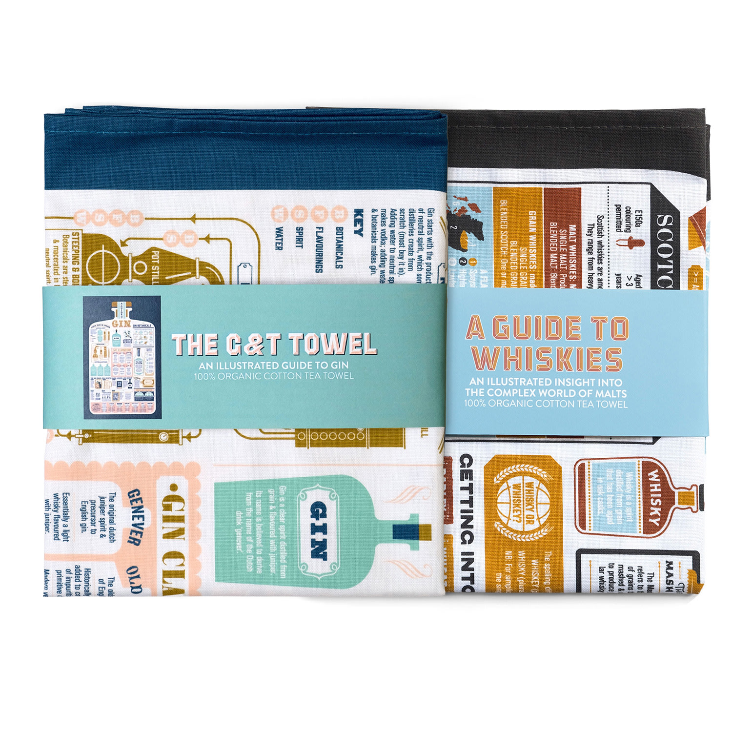 Gin And Whisky Tea Towel Set Stuart Gardiner Design