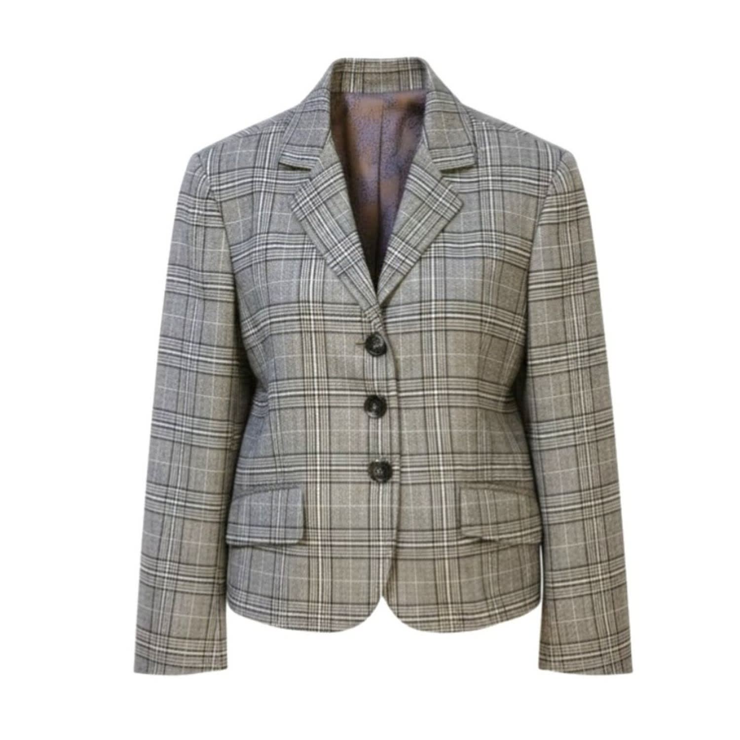 Women's Madison Avenue Jacket In Grey Plaid | Large | Lindsay Nicholas New York