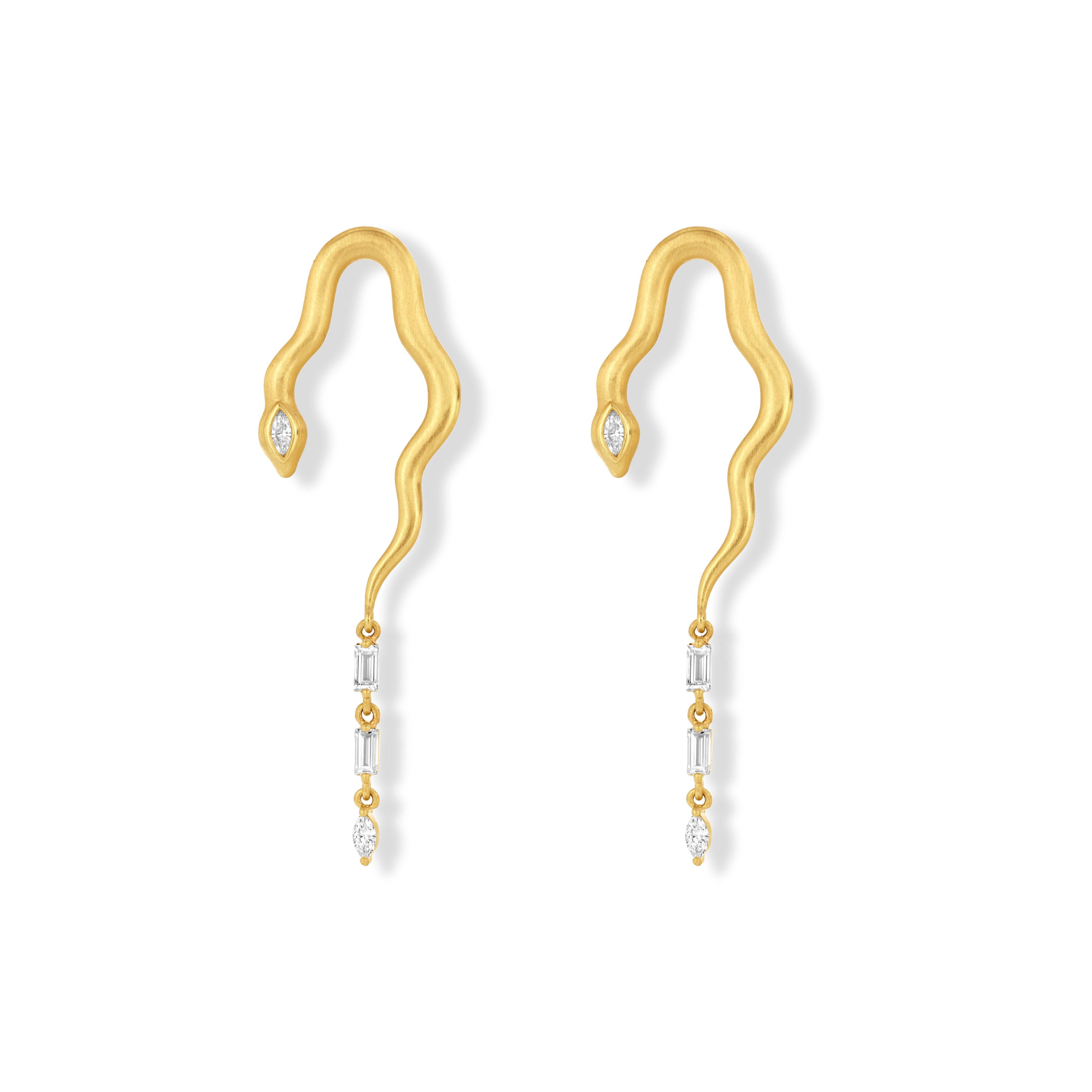 Jewelbird Women's Gold Diamond Snake Earrings