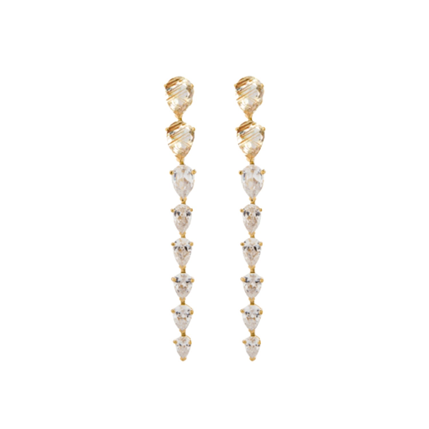 Sally Skoufis Women's Gold / White Pure Drop Earrings With Gold Rutile & Man Made Cz Diamond Stimulant In 18k Gold In Multi