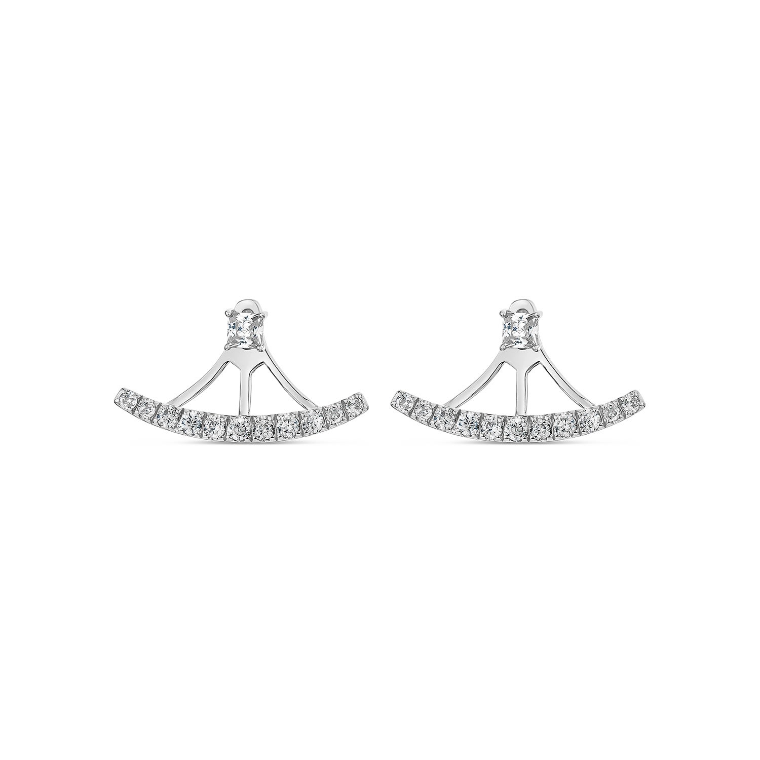 Sally Skoufis Women's White / Silver Complete Ear Jacket With Man Made Cz Diamond Stimulant In Sterling Silver In Multi