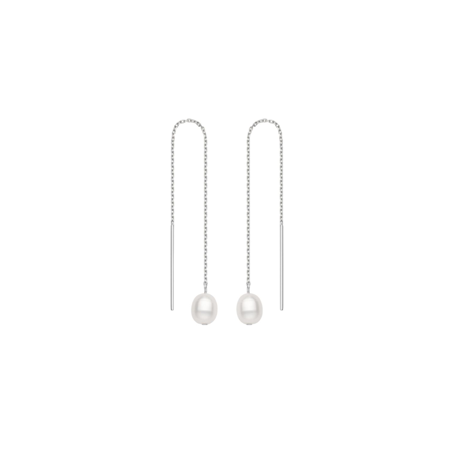 Vanchi Women's Eira Pearl Drop Threader Earrings In Silver In Silver