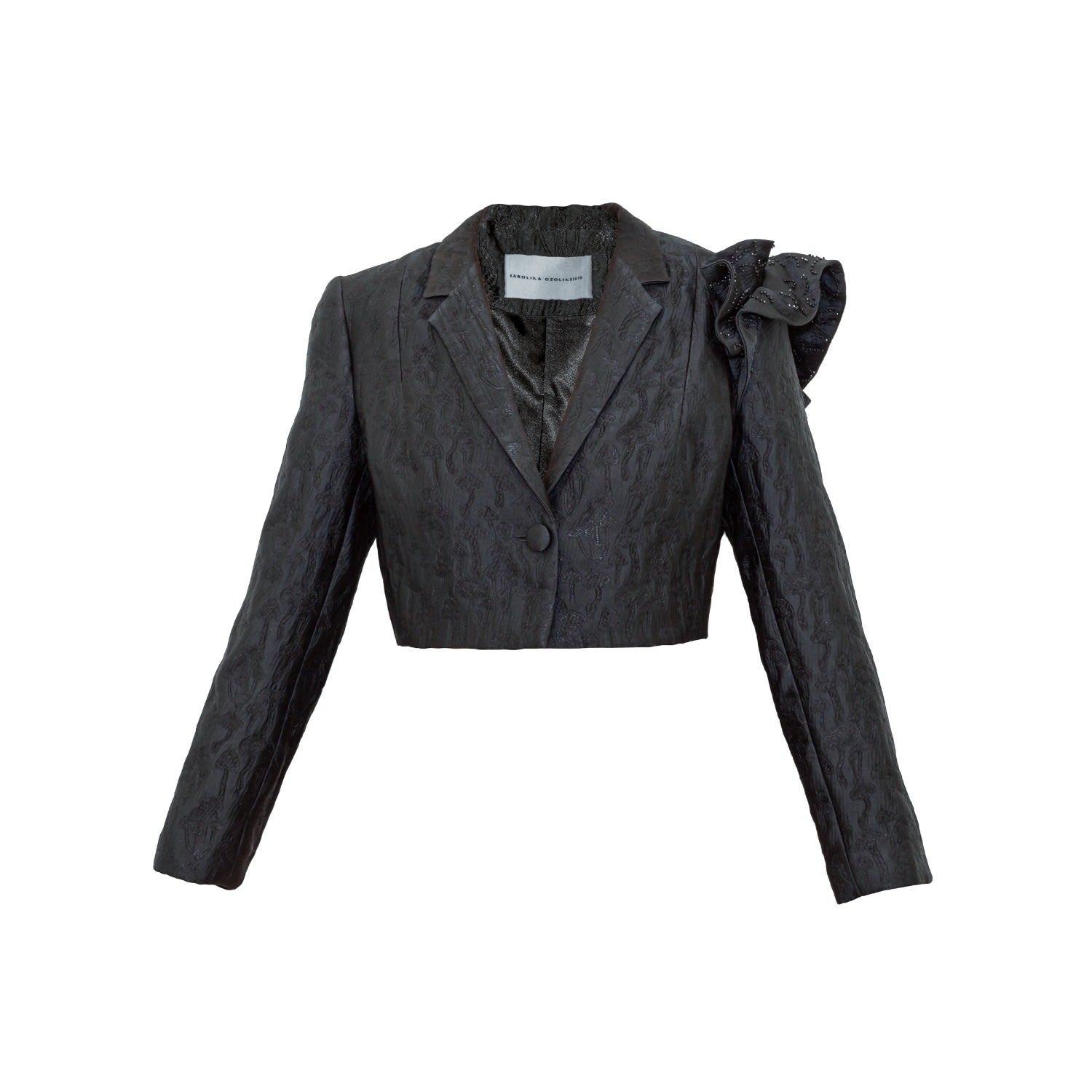 Karolina Ozolinsiute Women's Midnight Black Party Crop Jacket In Black
