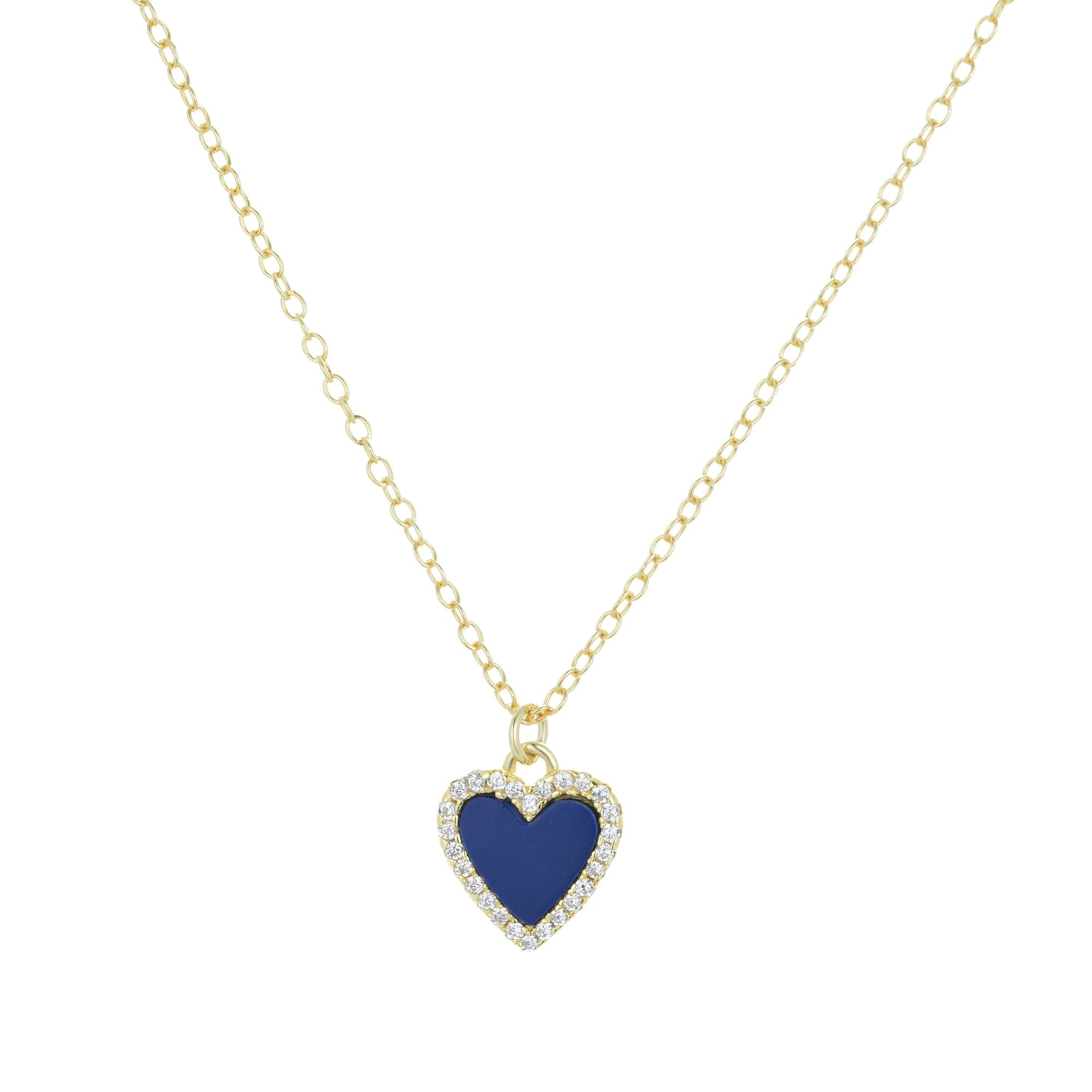 Kamaria Women's Blue / Gold Mini Blue Lapis Lazuli Heart Necklace With Crystals