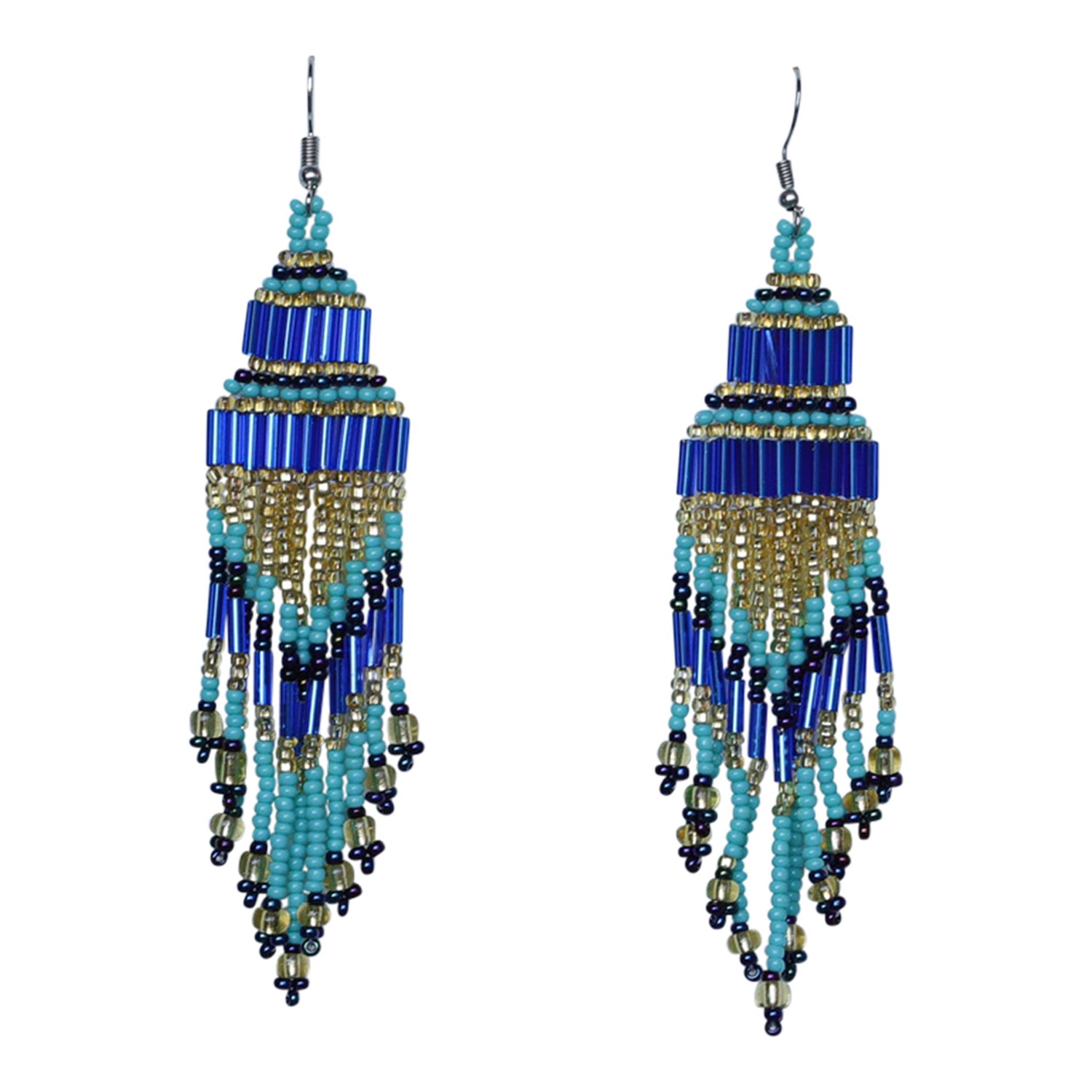 Women’s Gold / Blue / Black Encuentro Beaded Boho Earrings - Pure Soul Good Tidings Style