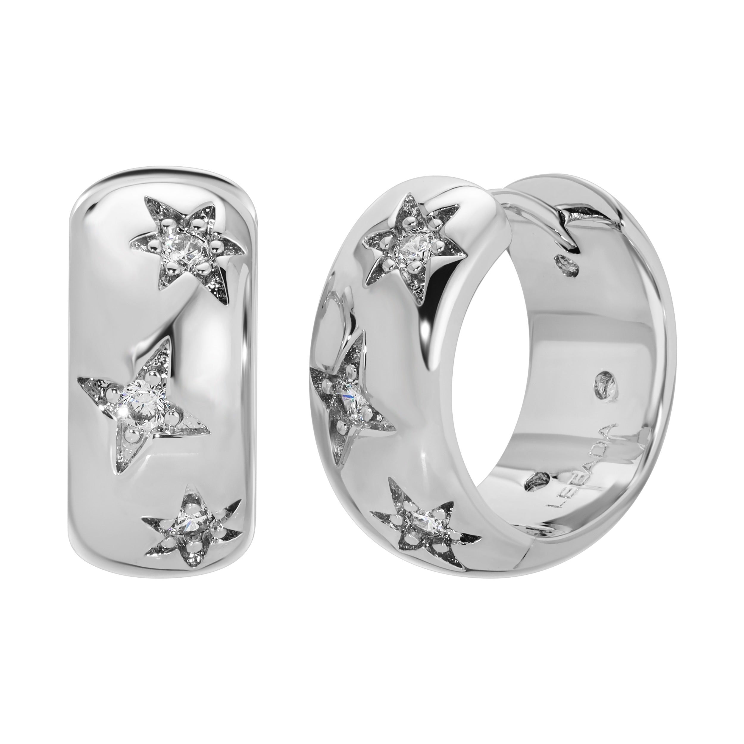 Women’s Stevie Star Huggies - Silver Leeada Jewelry