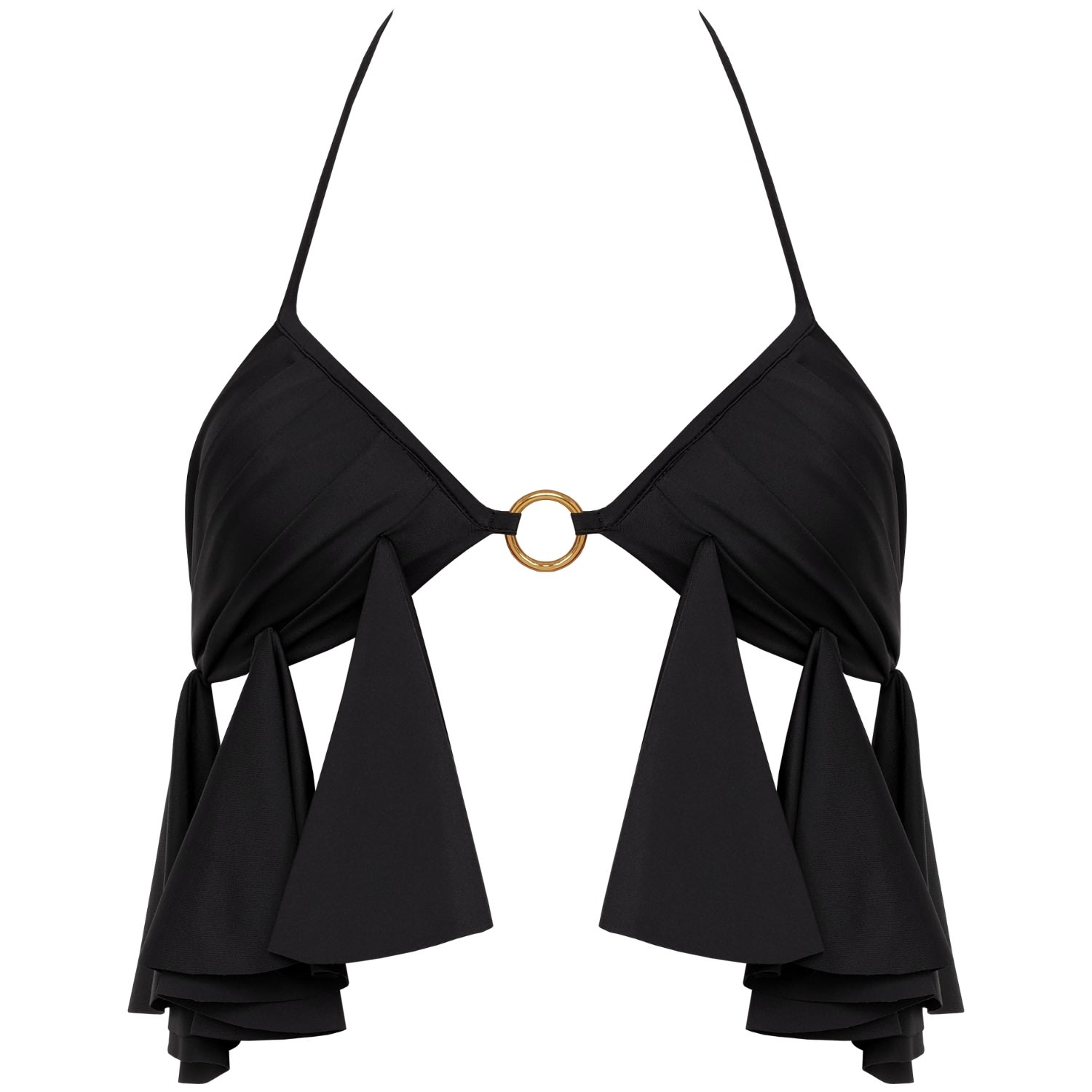 Antoninias Women's Aurelia Padded Halter Bikini Top With Ruffles In Black