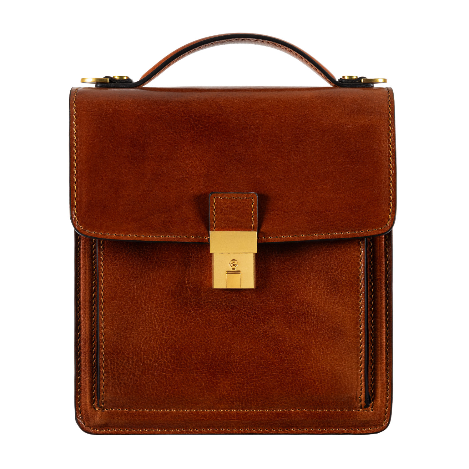 Time Resistance Small Leather Briefcase For Women In Cognac Brown  - Walden In Brown
